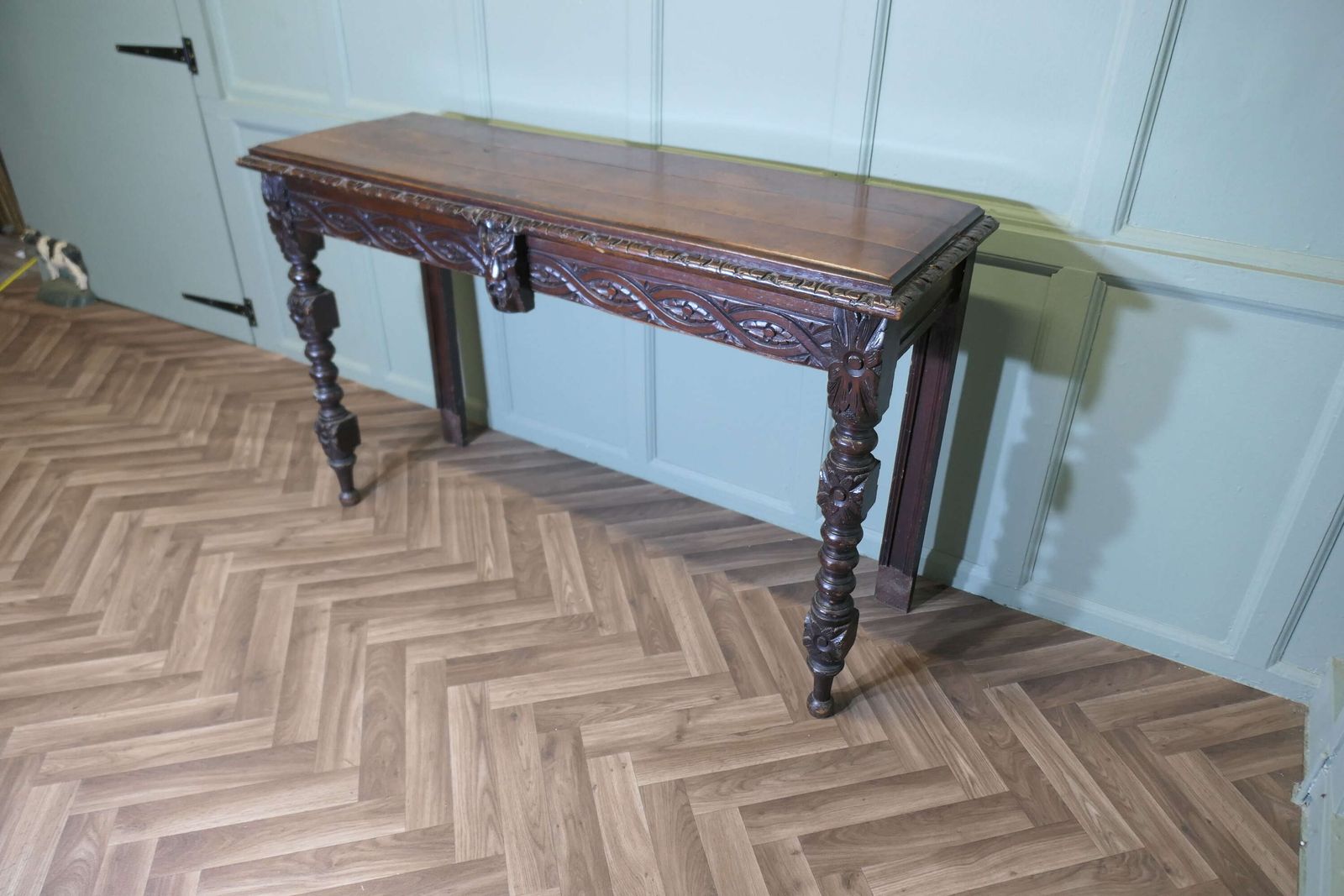 Gothic Carved Country Oak Hall Table photo for sale