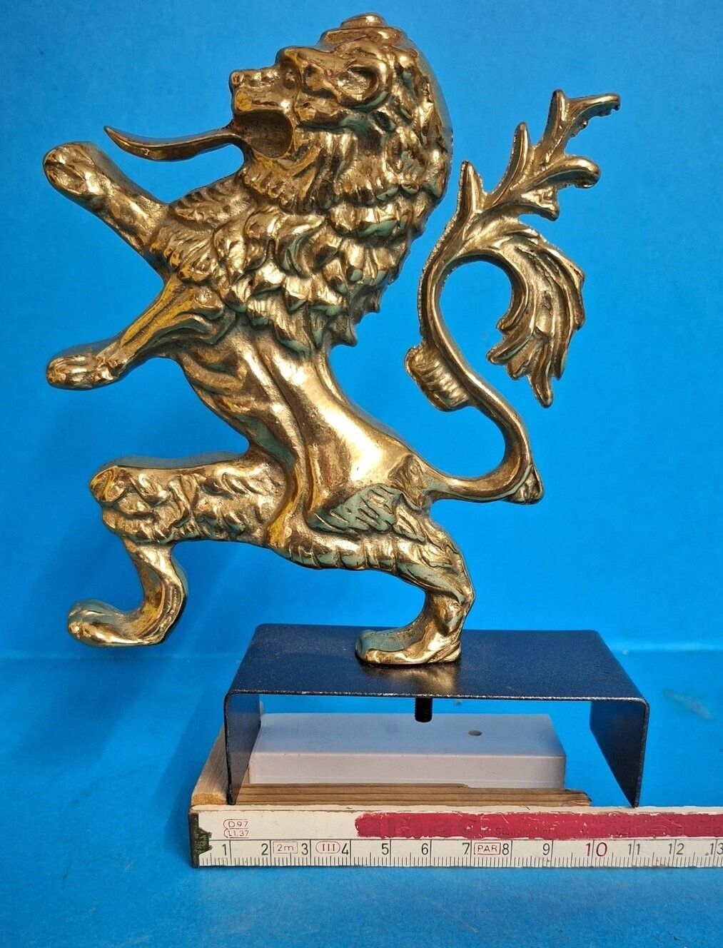 Rare Brescia Rampant Lion Emblem Mascot 1000 Mille Miglia Road Racing Gold Lion Mascot Italy photo 295.0