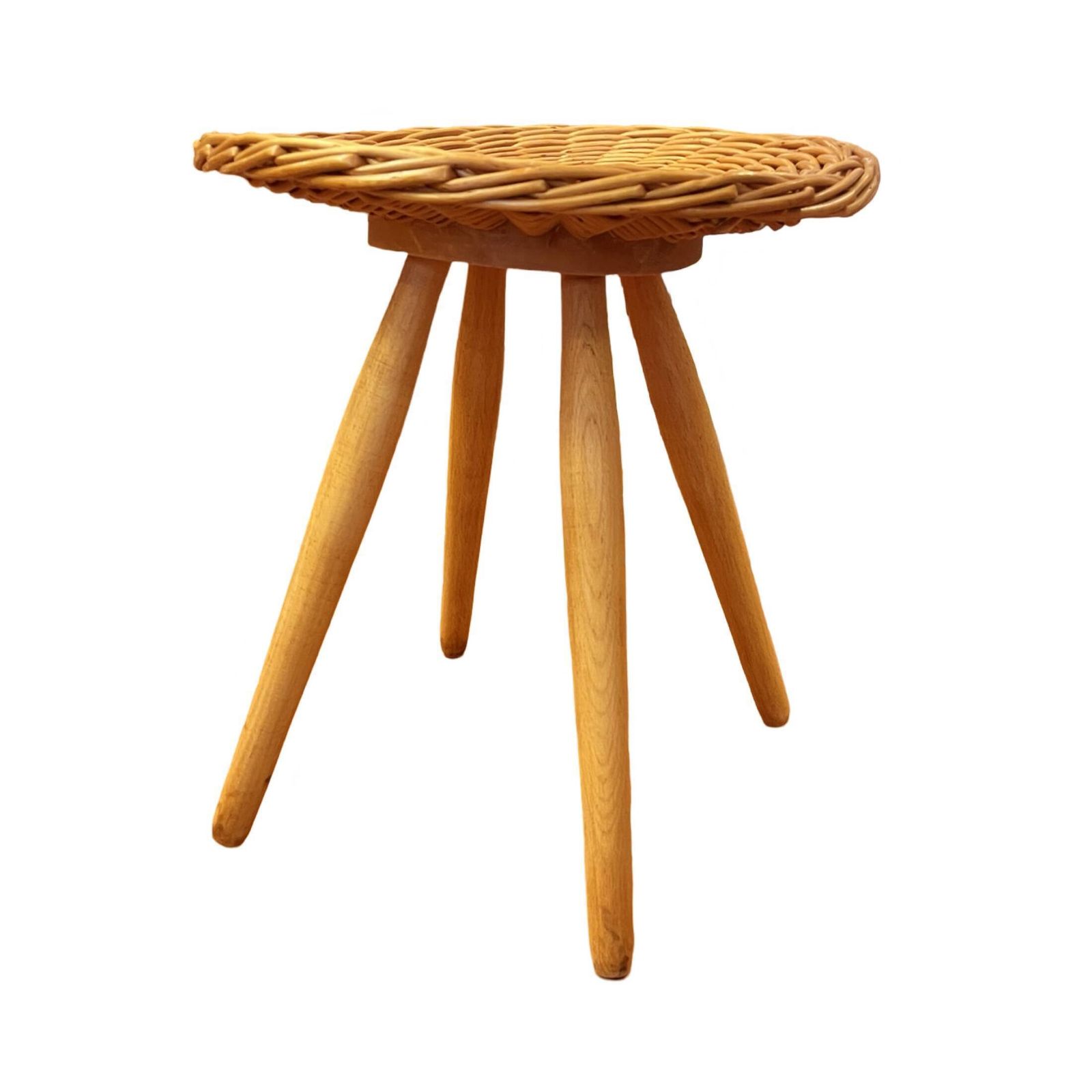 Rattan Stool Designed By J. Kalous, úluv, Czechoslovakia, 1960s photo vinterior