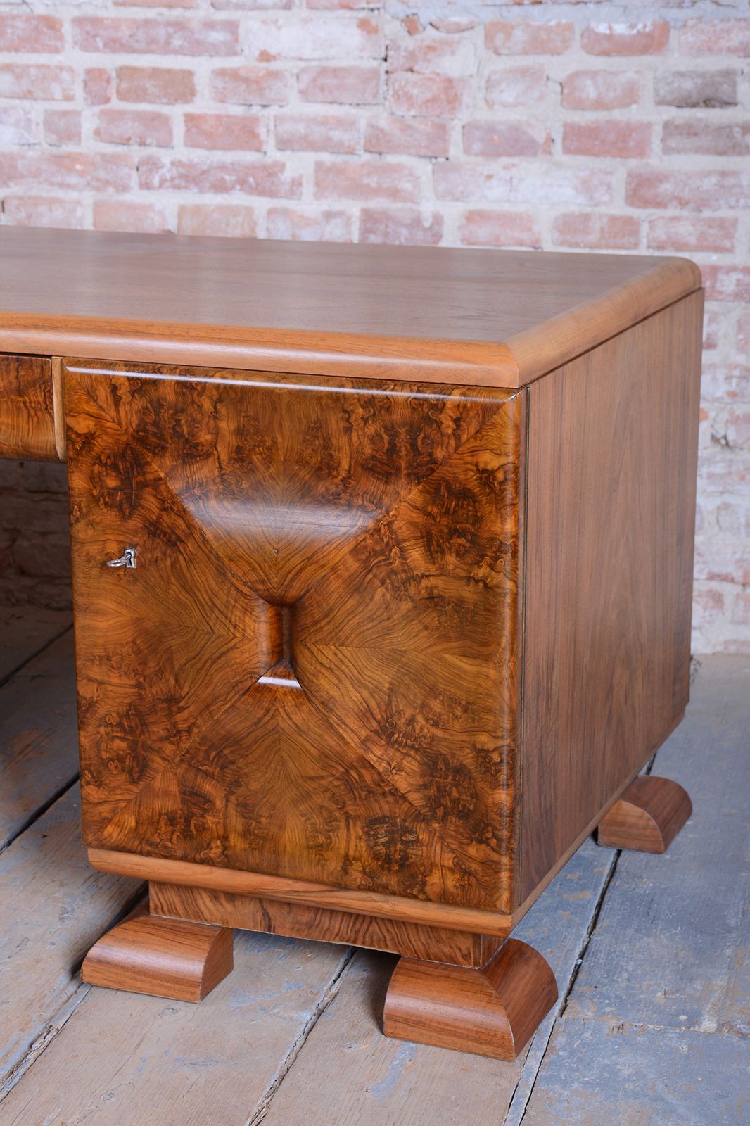 Restored Art Deco Writing Desk, Mahogany, Walnut, Revived Polish, Czech, 1920s photo Furniture
