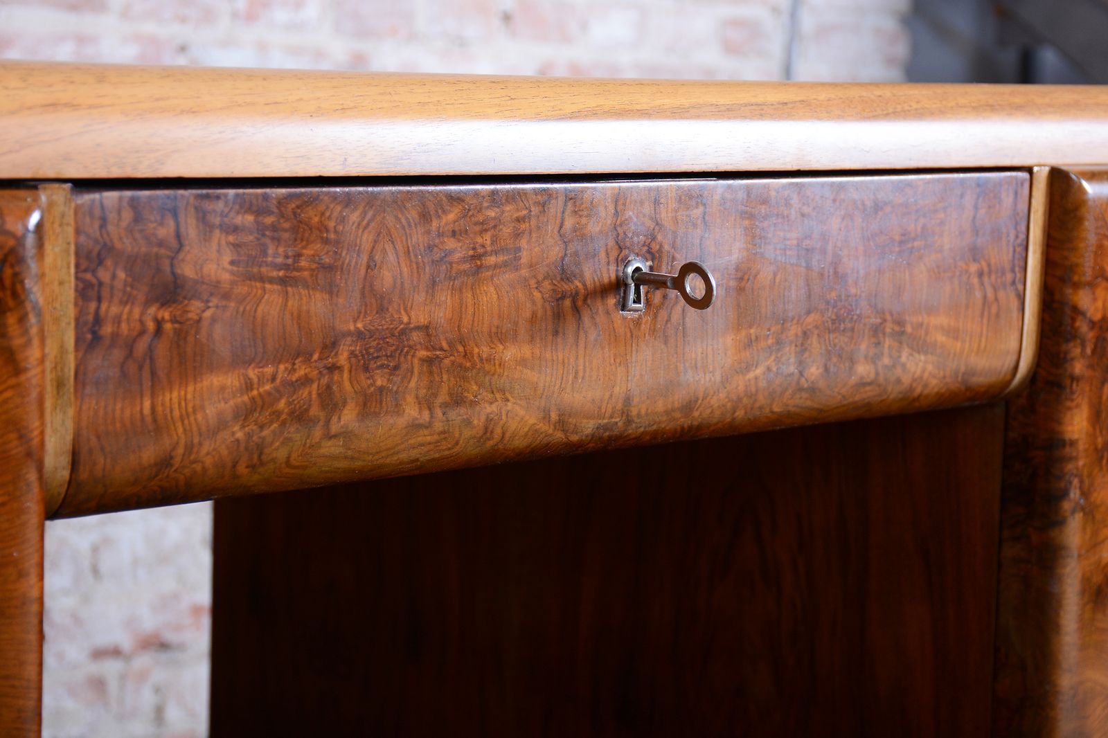photo furniture Restored Art Deco Writing Desk, Mahogany, Walnut, Revived Polish, Czech, 1920s