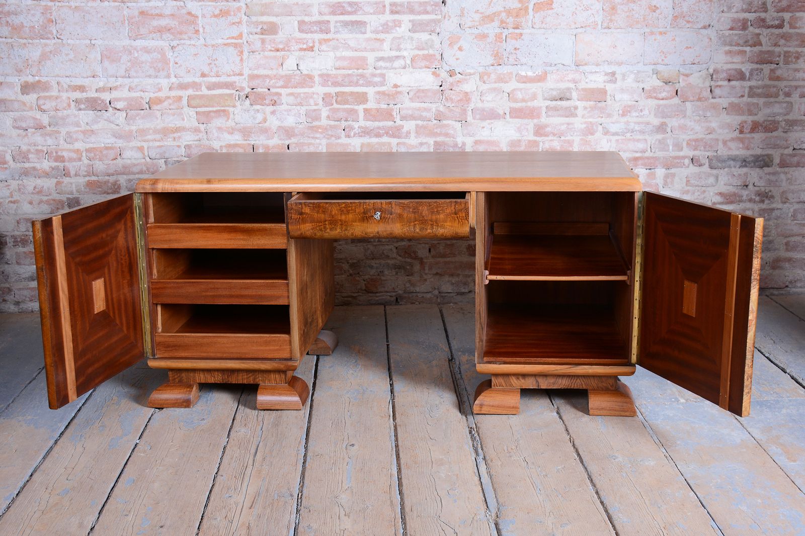 3350.0 Restored Art Deco Writing Desk, Mahogany, Walnut, Revived Polish, Czech, 1920s photo