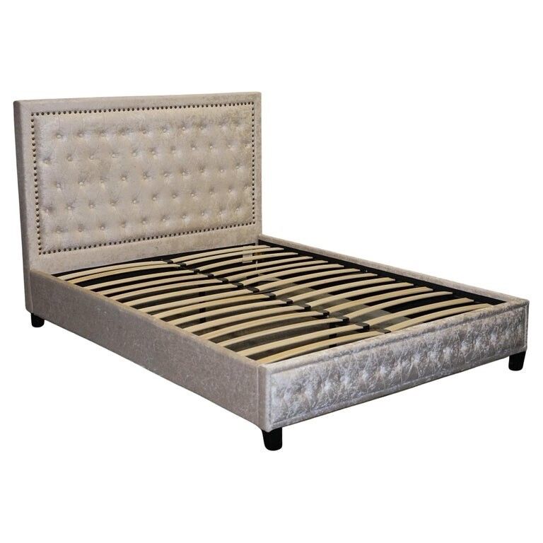 Beautiful Baby Pink Velvet Double Bed Frame