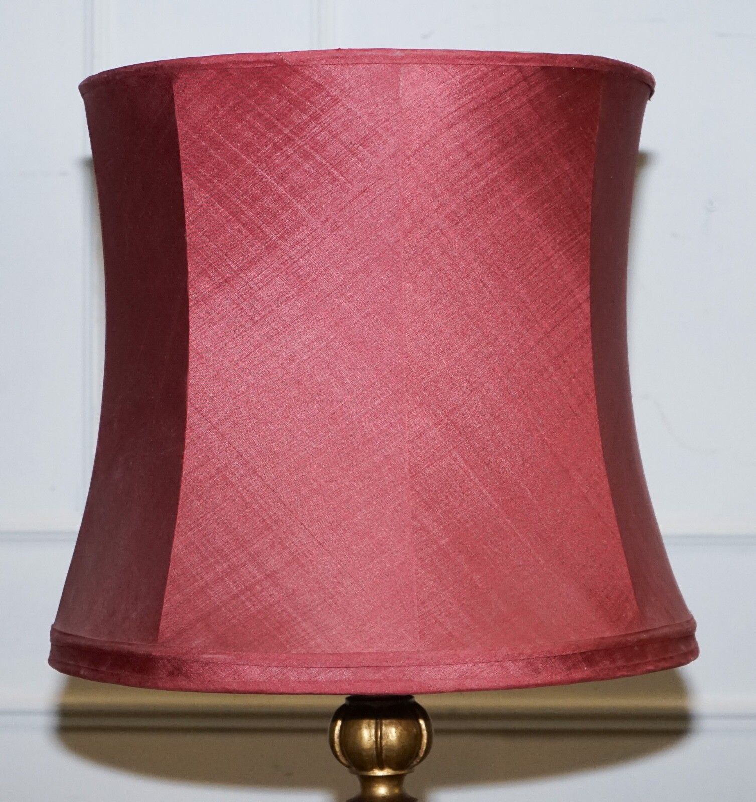 Circa 1940 Italian Red Fabric And Gilt Floor Standing Lamp With Original Shade photo Lighting