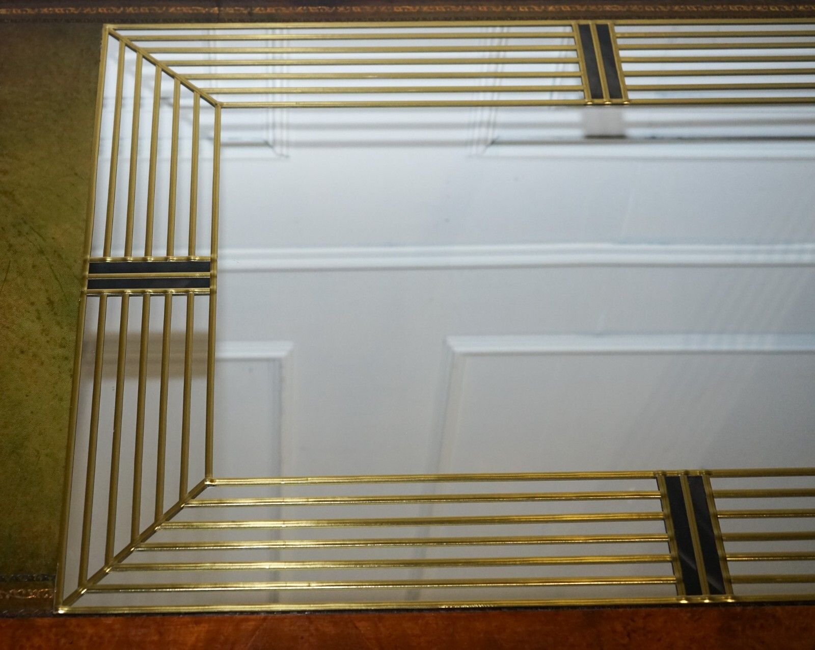 Decorative Art Deco Style Hand Leaded Golden Wall Mirror By Lawson Glassworks photo furniture