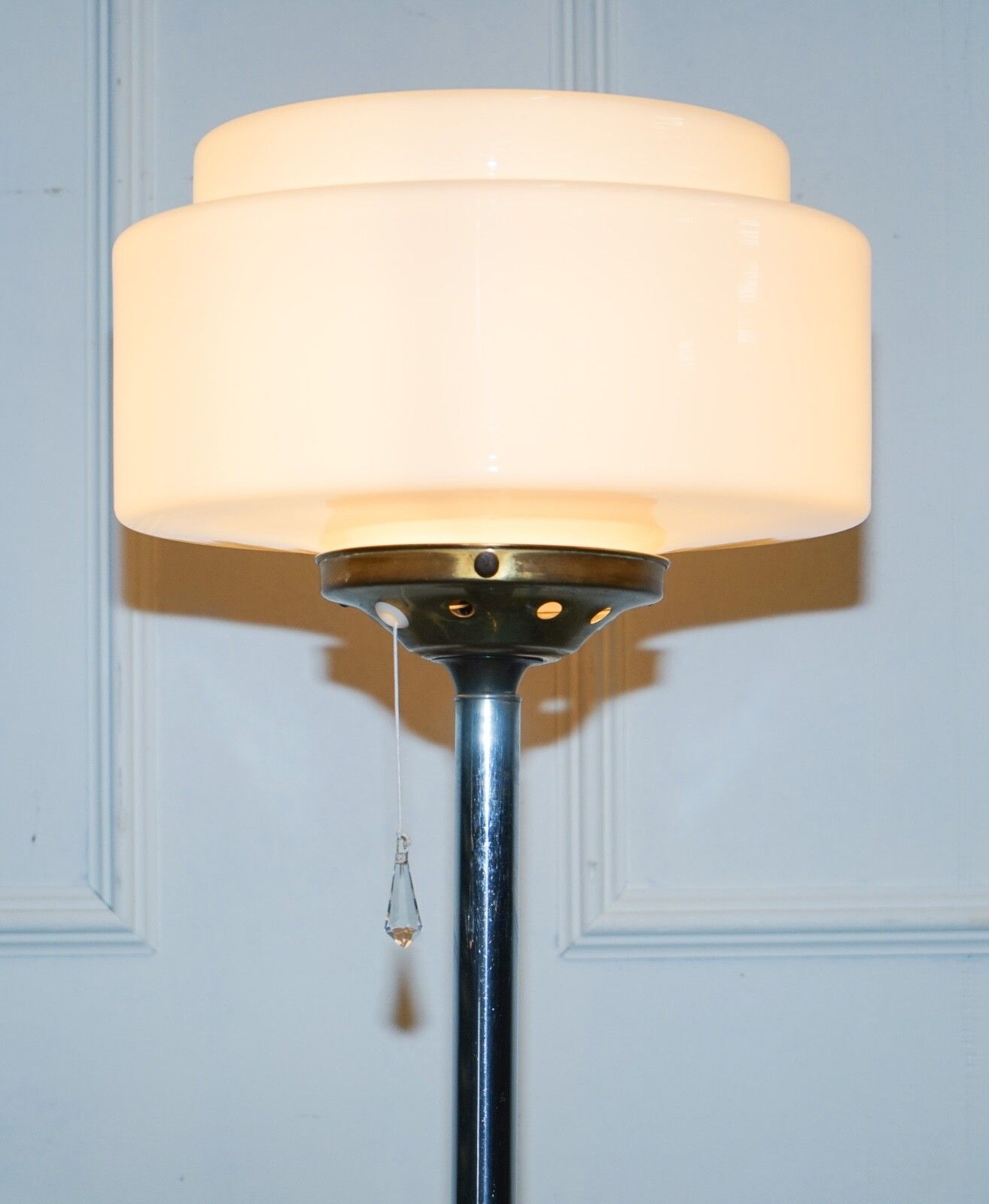 Circa 1930's Art Deco Floor Lamp With White Glass Shade photo Lighting