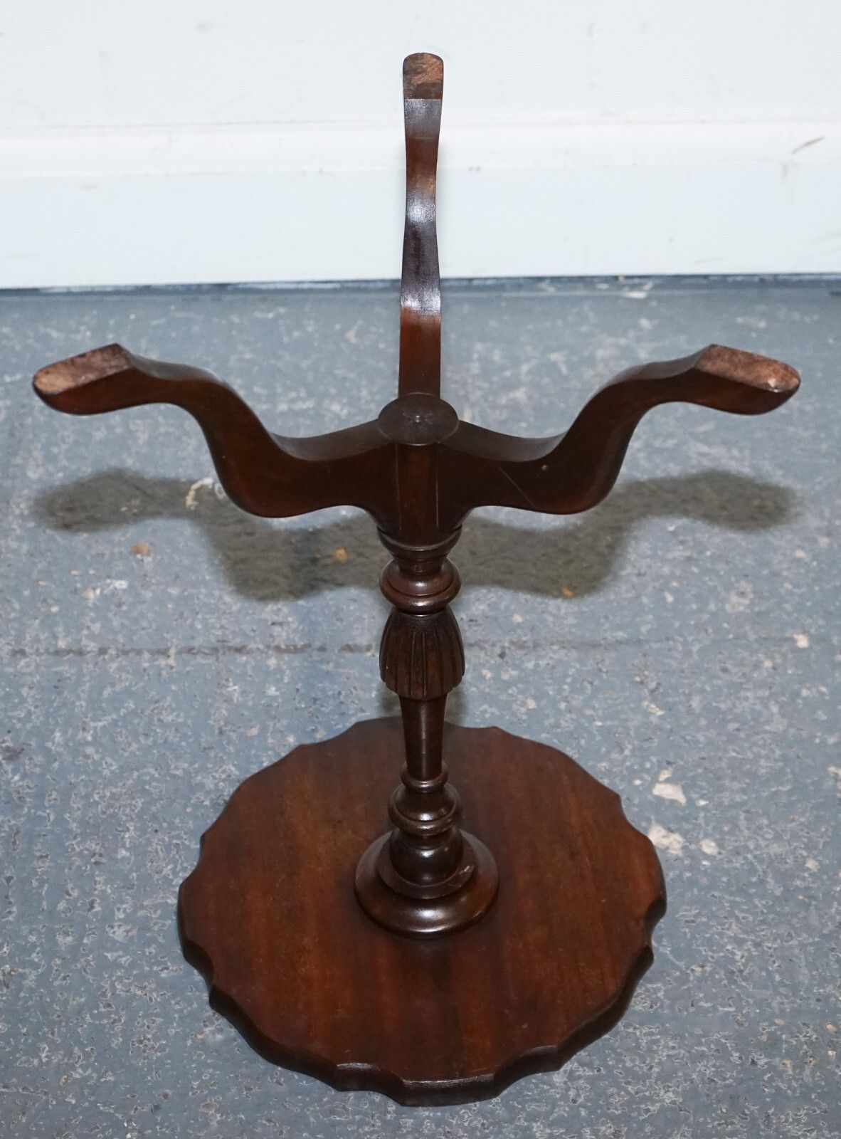 photo for sale Lovely  Flamed Mahogany Piecrust Top Side End Wine Tripod Table