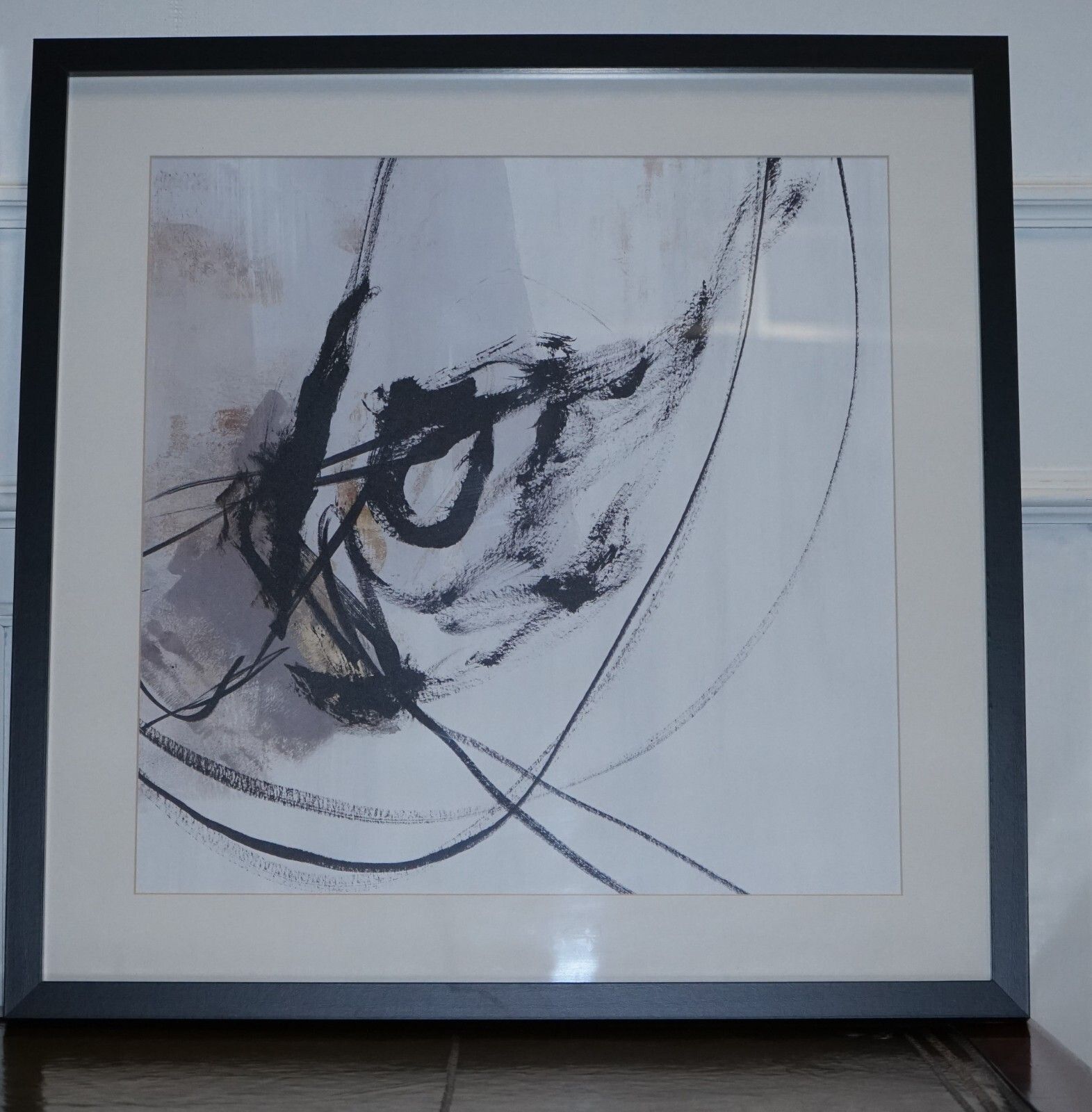 Pair Of Modern Art Charcoal Style Wall Paintings  Black Frame 2/2 photo Art