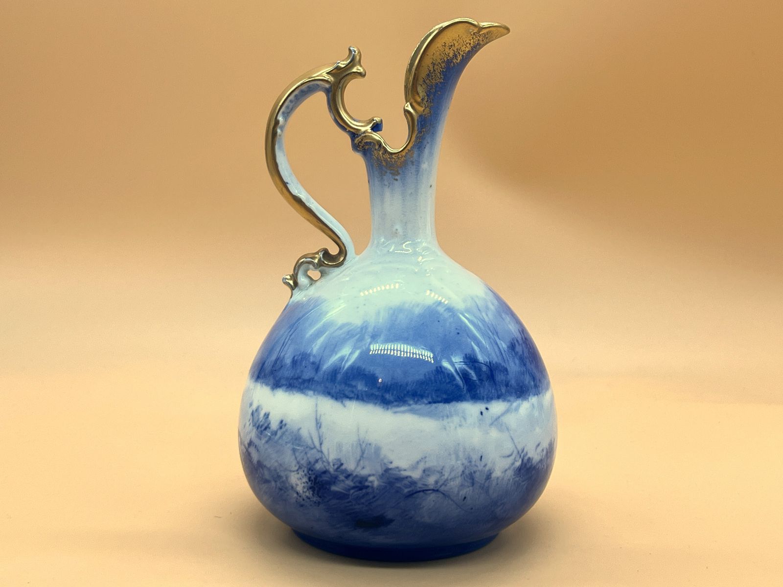 Antique Royal Doulton Pottery Flow Blue Children Design Jug. Height 17cm. 610. C1900. photo furniture