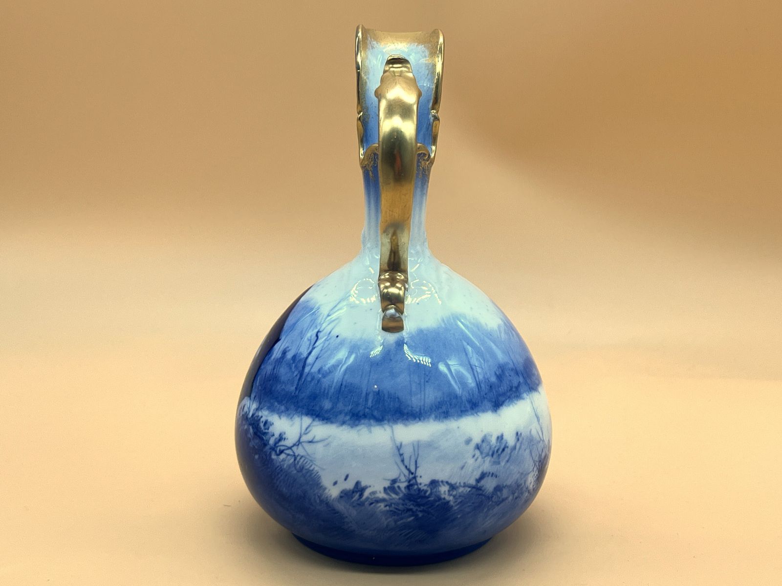 Antique Royal Doulton Pottery Flow Blue Children Design Jug. Height 17cm. 610. C1900. photo vinterior
