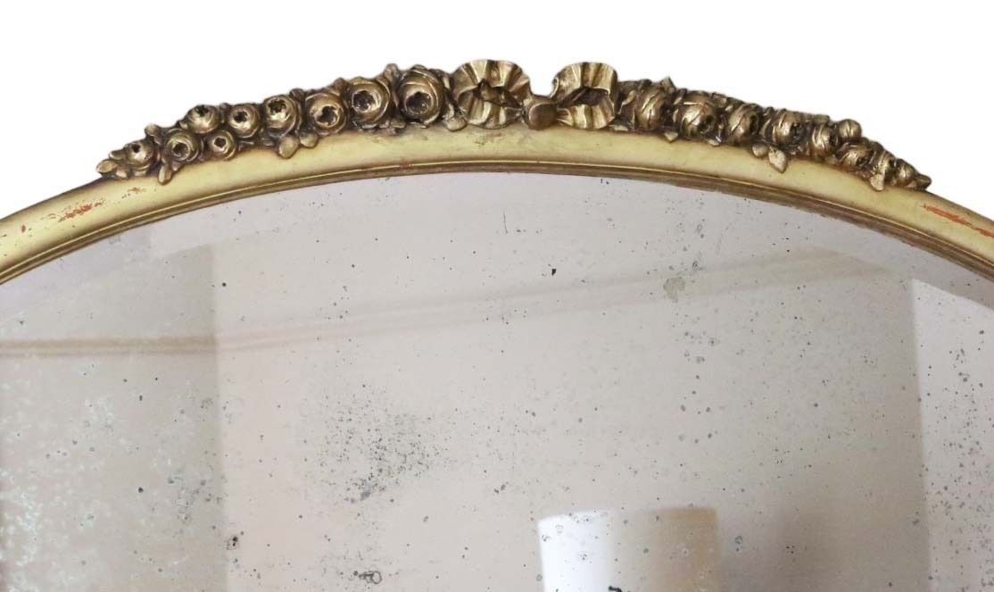 Antique Large Oval Gilt Overmantle Wall Mirror C1900 – High Quality Simple Design photo furniture