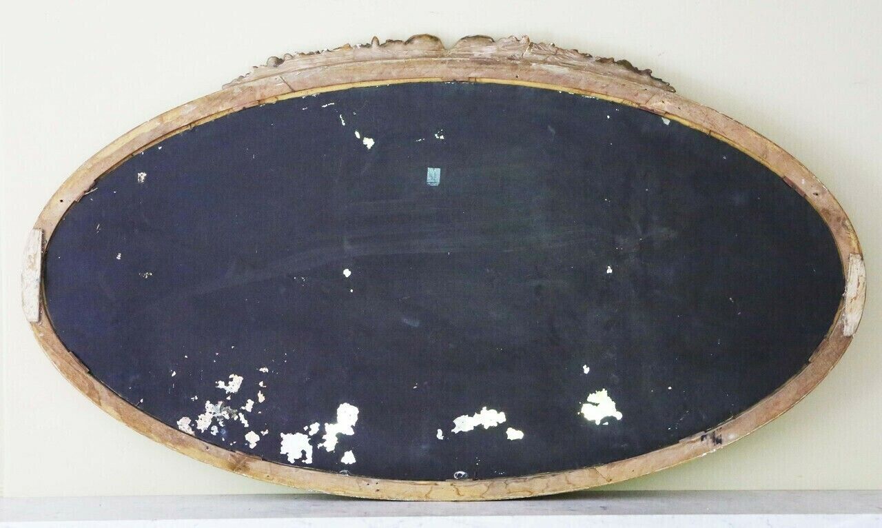 Antique Large Oval Gilt Overmantle Wall Mirror C1900 – High Quality Simple Design photo vinterior