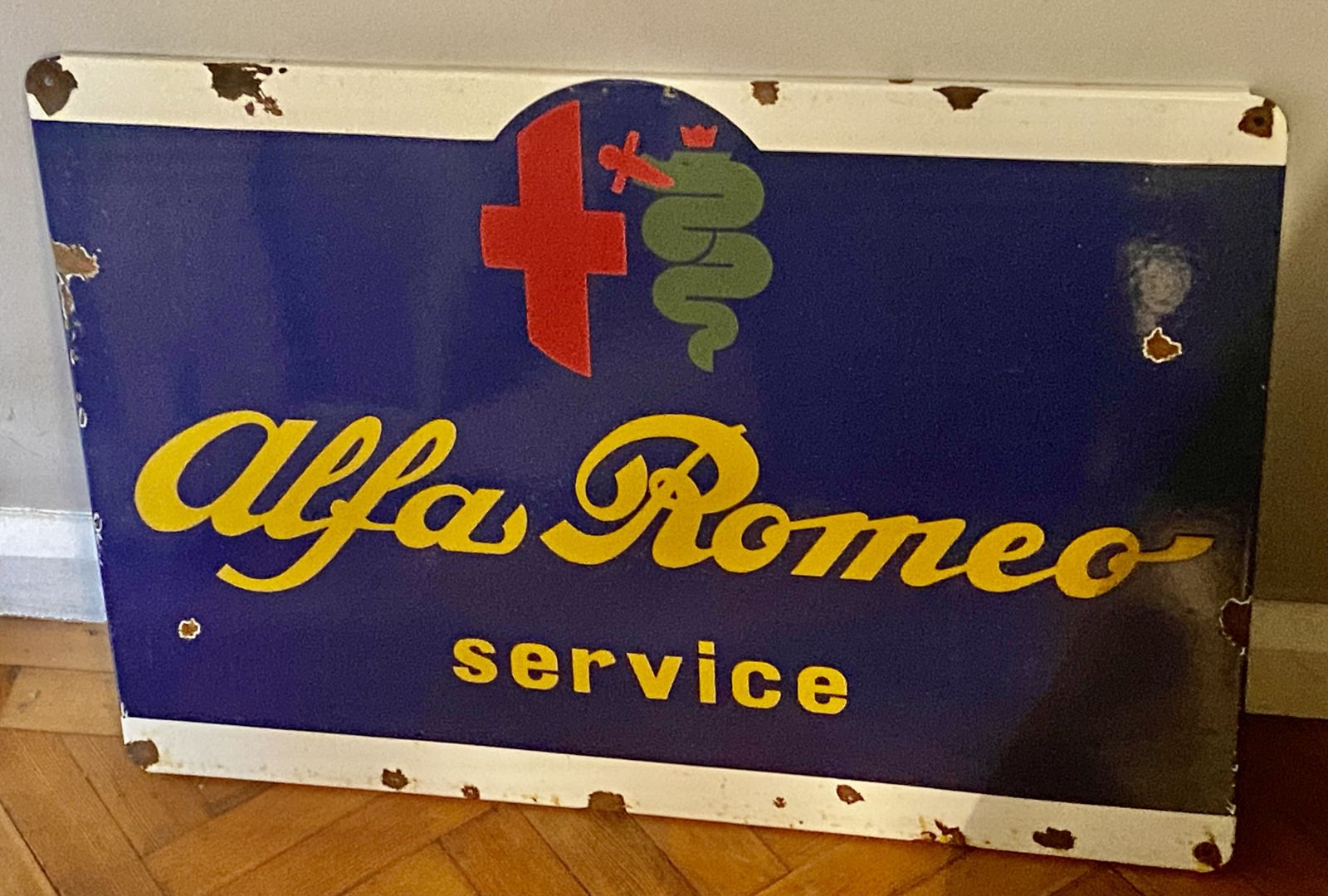 photo furniture Large Alfa Romeo Enamel Metal Dealership Service Sign Garage Signage Auto Showroom Art Stelvio Giulia Quadrifoglio Alfa 33 156 147 Giulietta