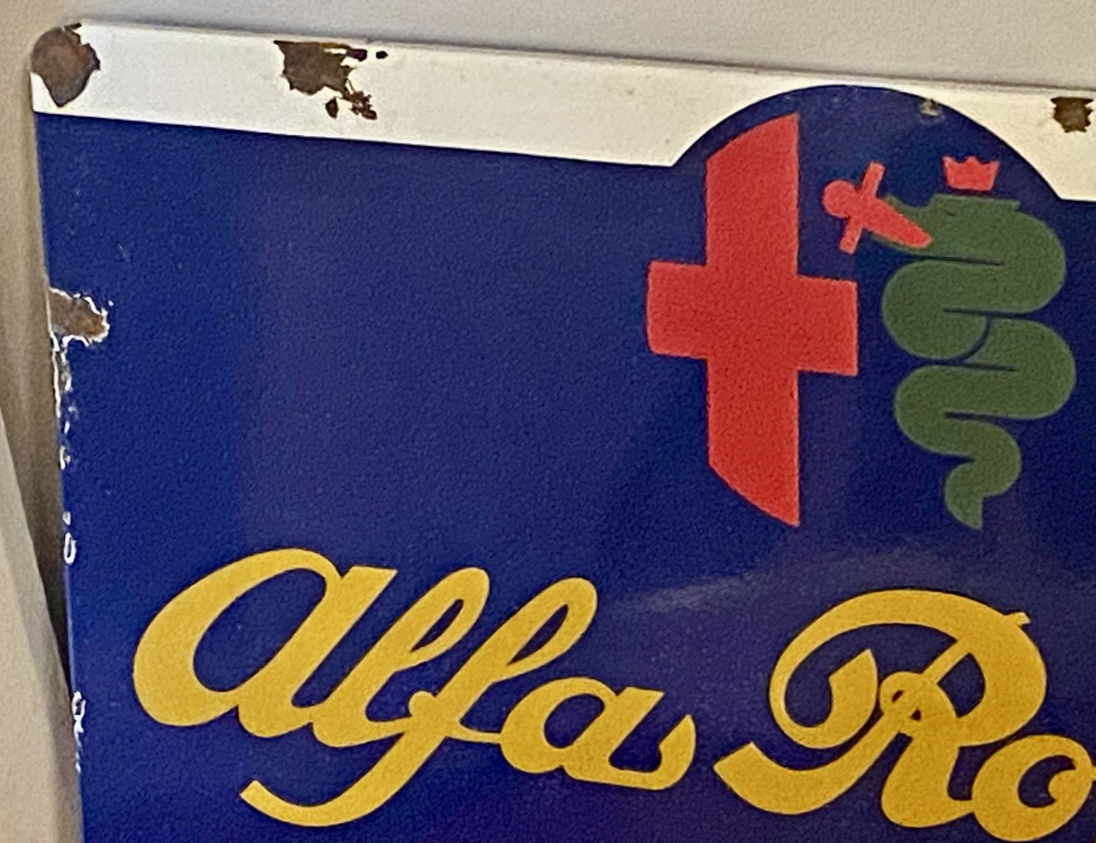Large Alfa Romeo Enamel Metal Dealership Service Sign Garage Signage Auto Showroom Art Stelvio Giulia Quadrifoglio Alfa 33 156 147 Giulietta photo 495.0