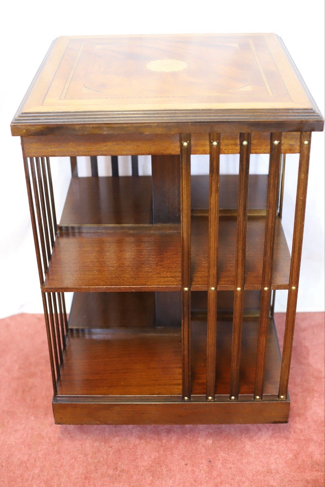 Lovely Edwardian Mahogany Inlaid Revolving Bookcase photo vinterior