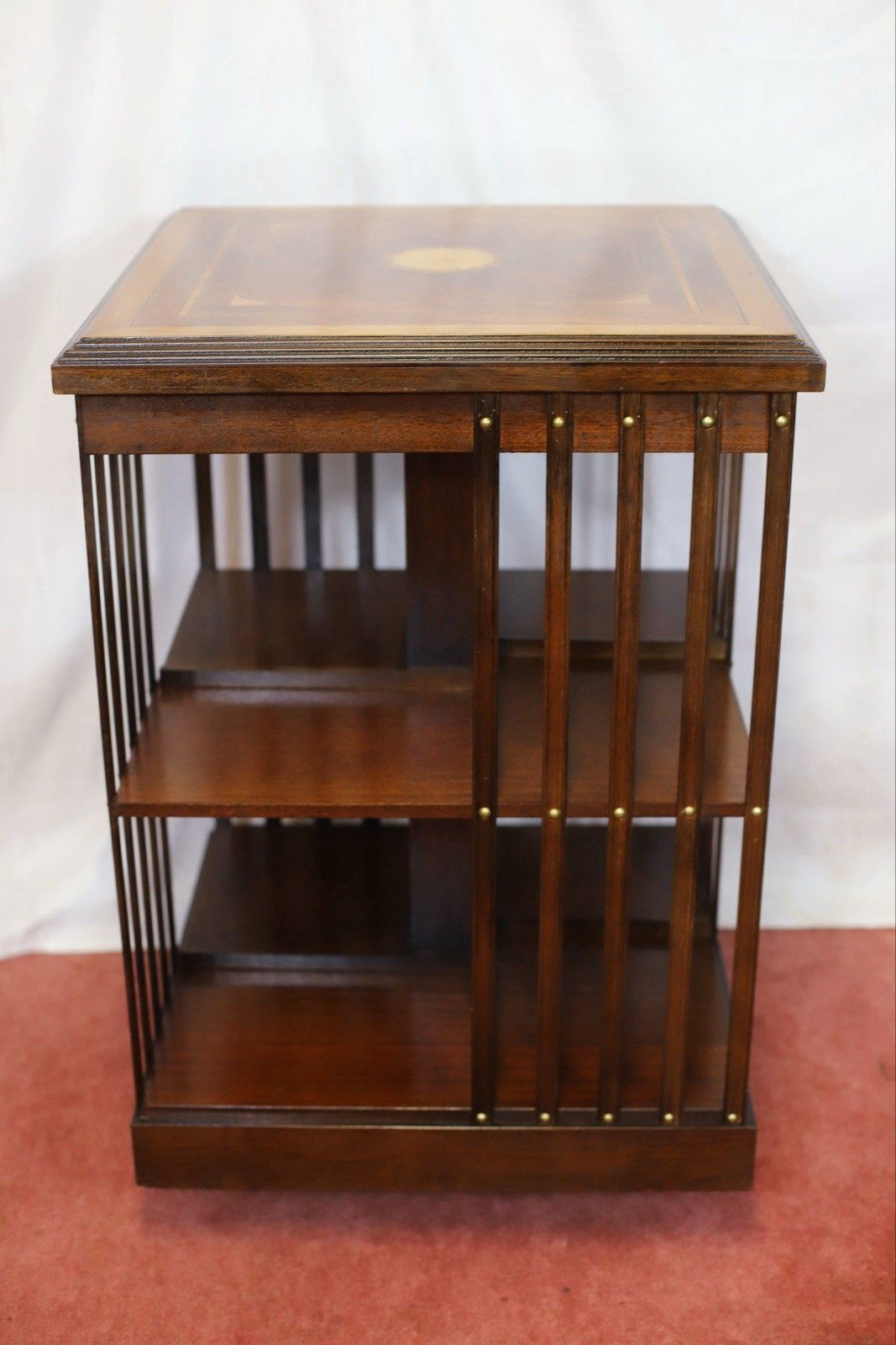 Lovely Edwardian Mahogany Inlaid Revolving Bookcase photo buy