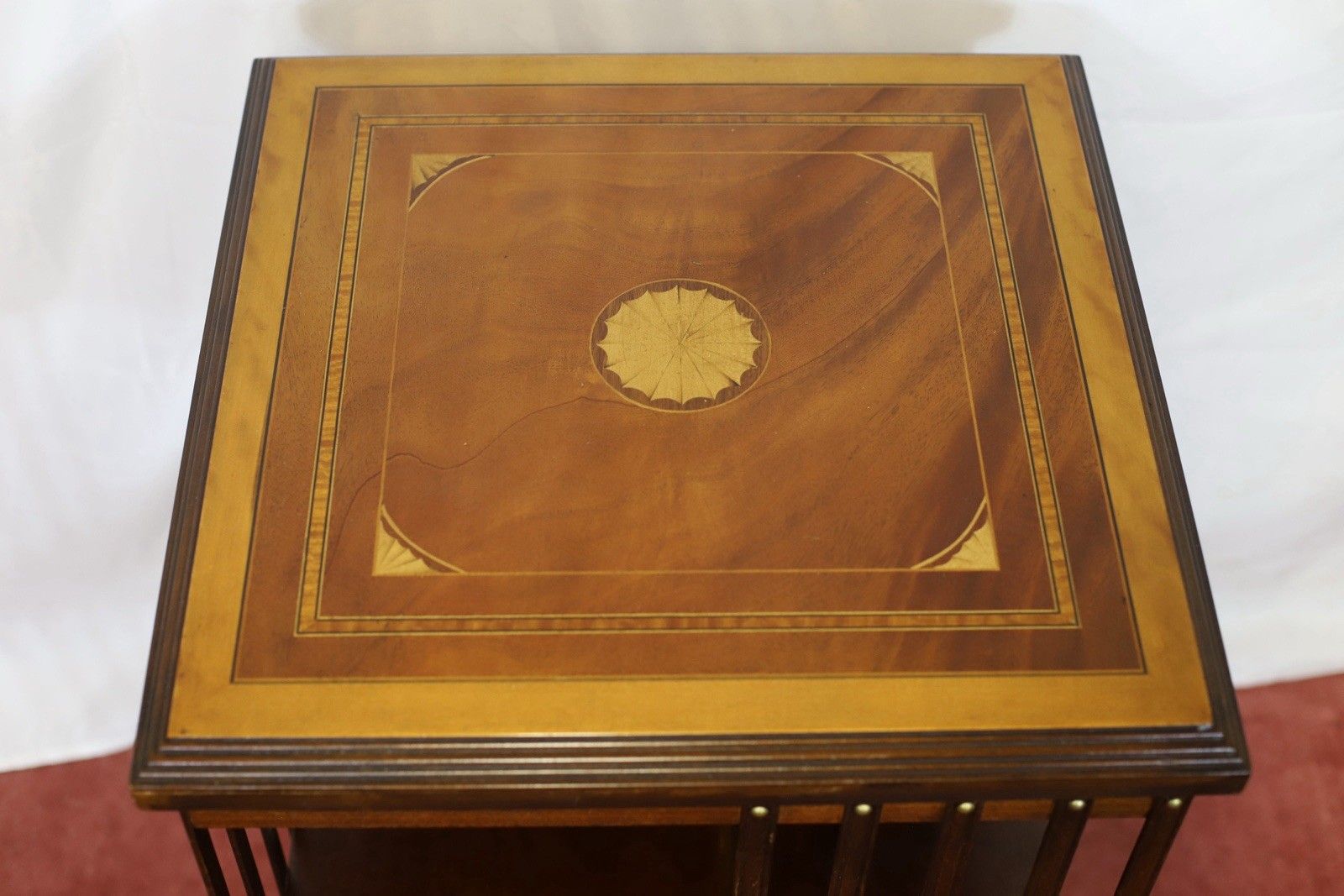 photo vinterior Lovely Edwardian Mahogany Inlaid Revolving Bookcase