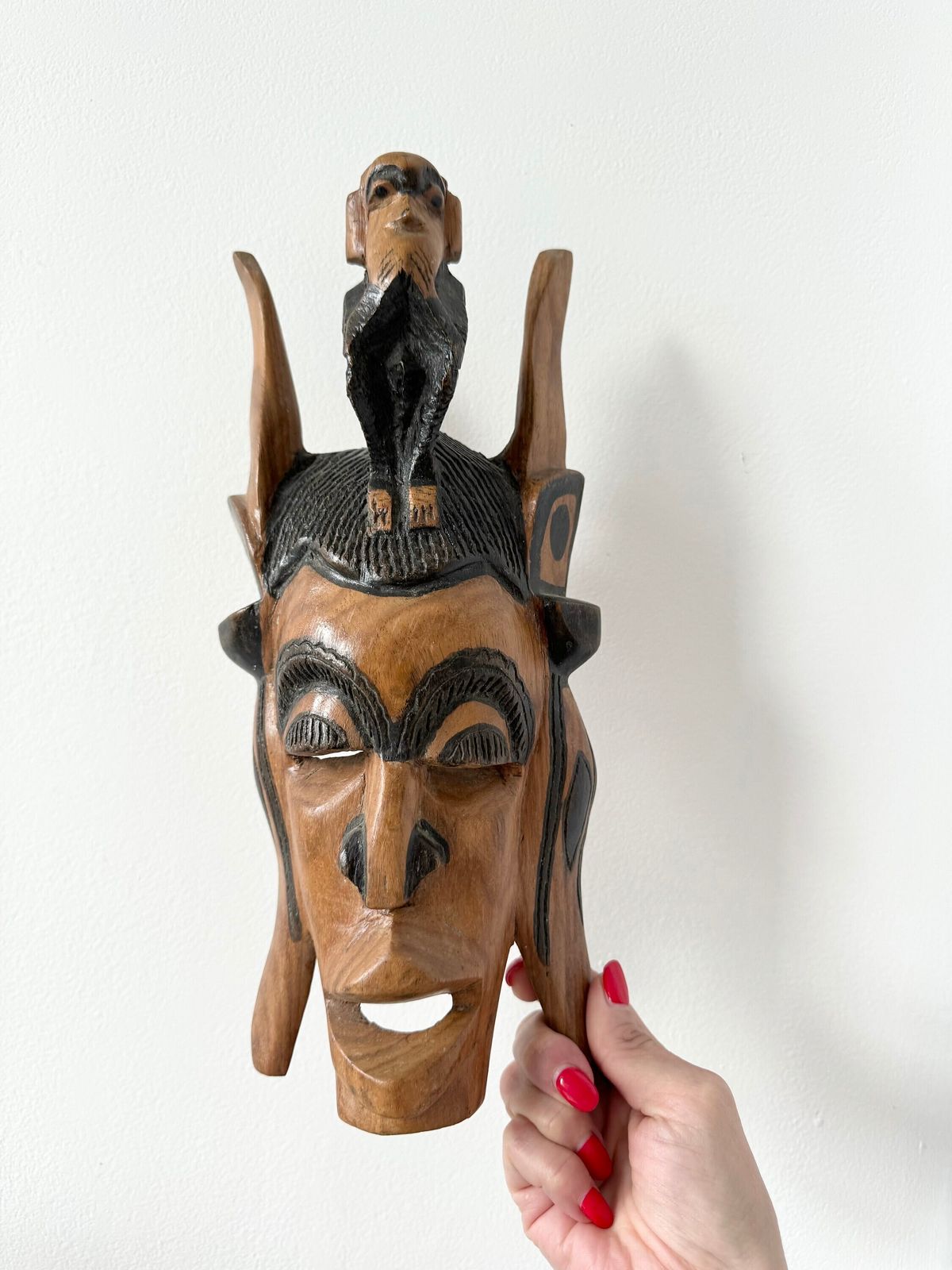 Vintage African Wooden Mask, African Folk Art, Wooden Wall Decor photo buy