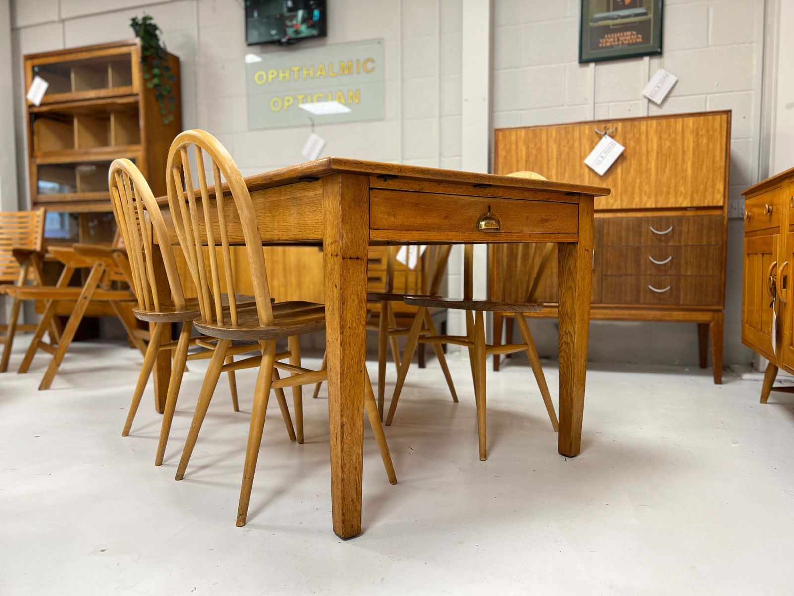 Mid Century, Oak Dining Table, Mid 20th Century