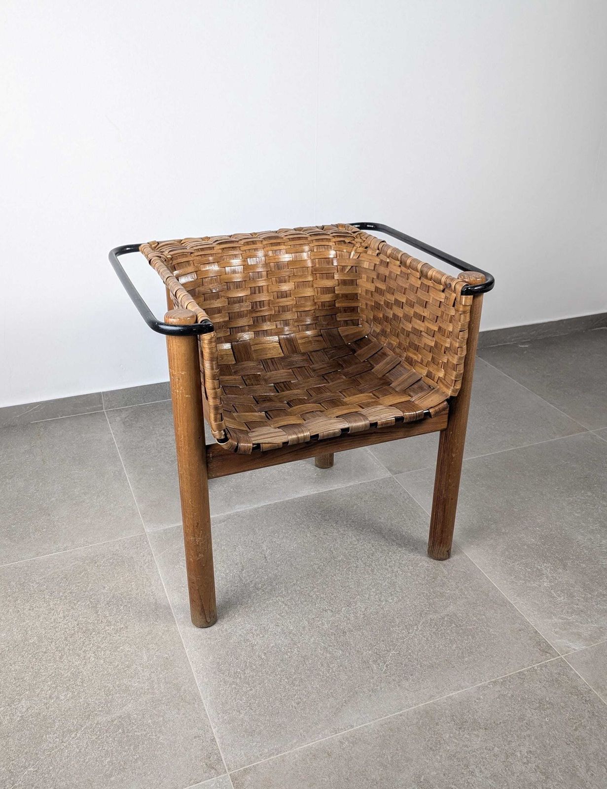 Handcrafted Braided Chestnut Chair, National Crafts Award, Spain, 1980s photo for sale