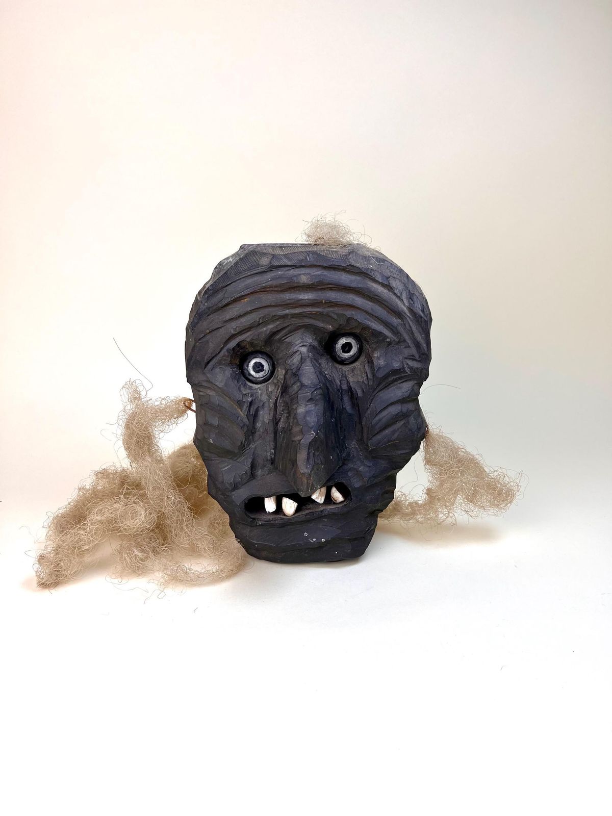 Hand Carved Swiss Traditional Mask   Vintage Alpine Folk Art   Unique Man Cave Decor photo furniture