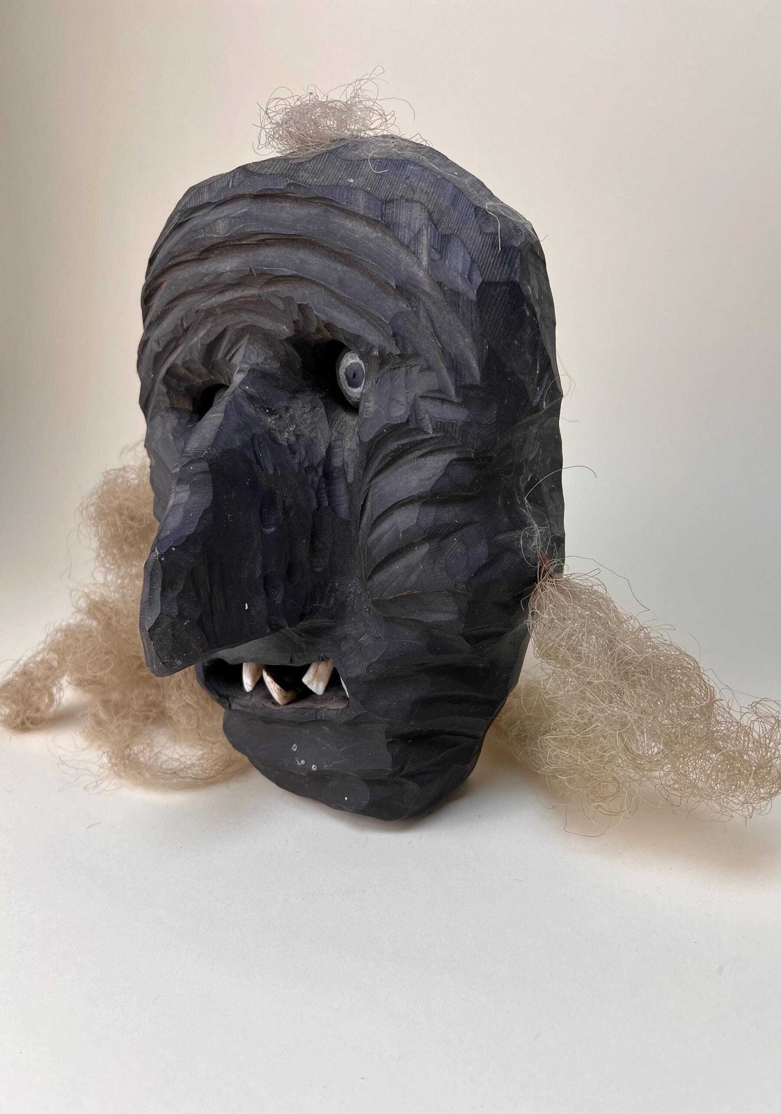 Hand Carved Swiss Traditional Mask   Vintage Alpine Folk Art   Unique Man Cave Decor photo for sale