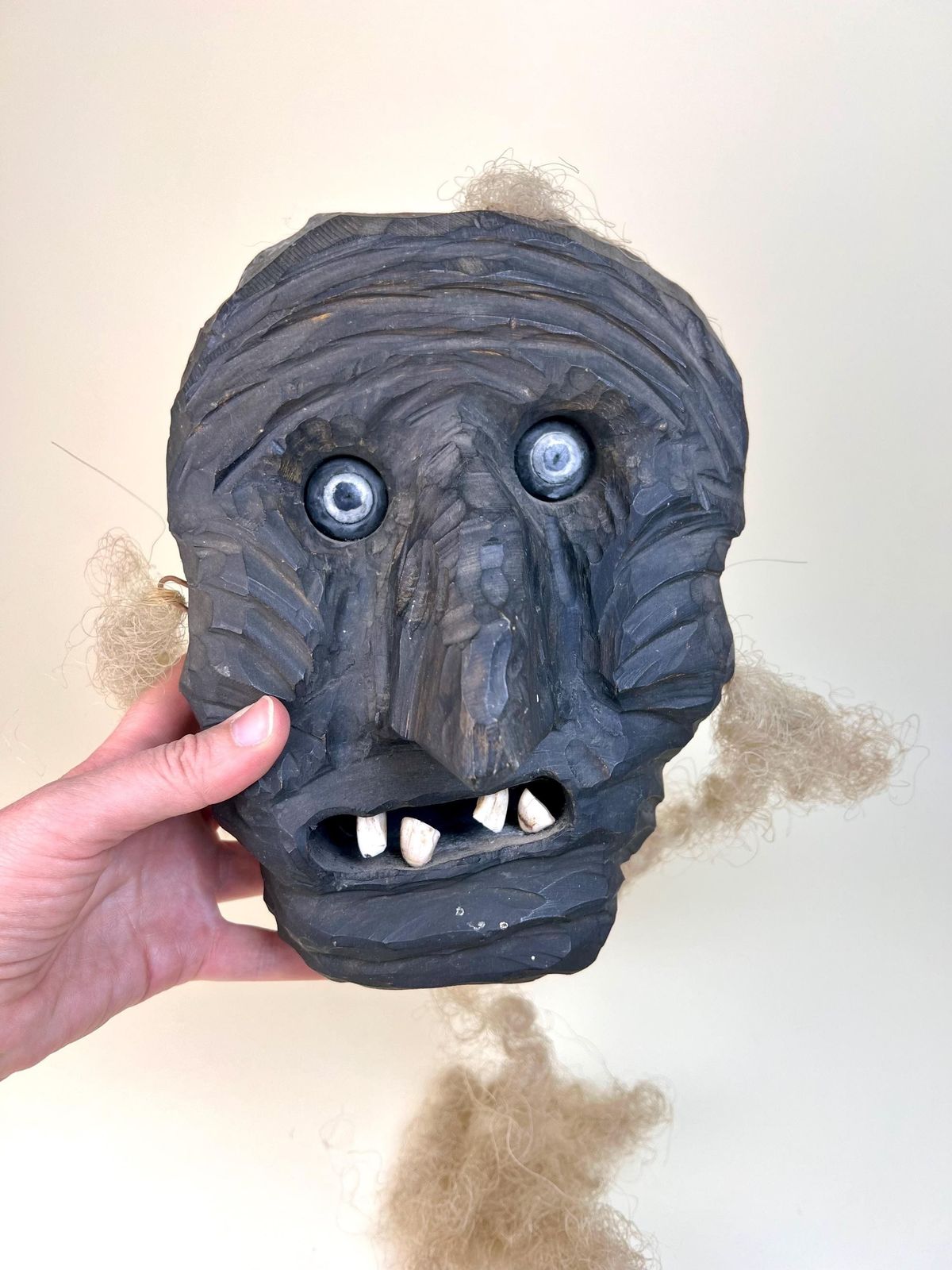 Hand Carved Swiss Traditional Mask   Vintage Alpine Folk Art   Unique Man Cave Decor photo vinterior