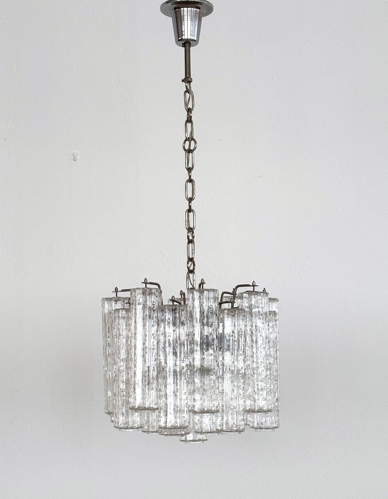 photo for sale Italian Midcentury Murano Glass Chandelier With 24 Glass Tubes, 1960s
