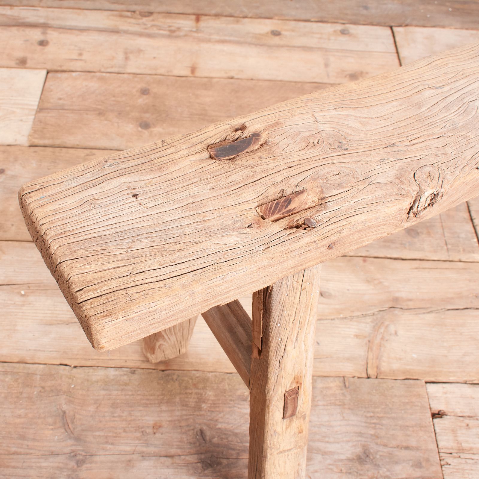 Antique Reclaimed Rustic Wooden Hallway Pig Bench  Cx photo 226.0
