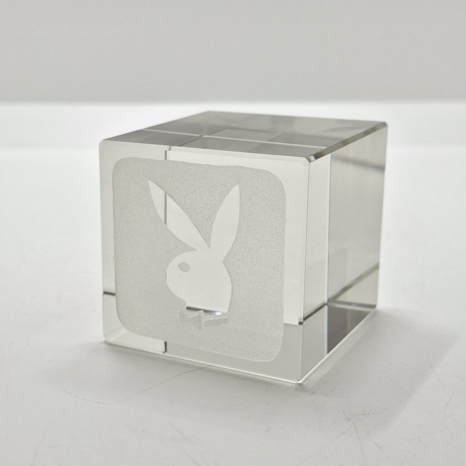 Mappin & Webb Playboy Club Paperweight Engraved Bunny Crystal Glass Boxed 1970s photo furniture