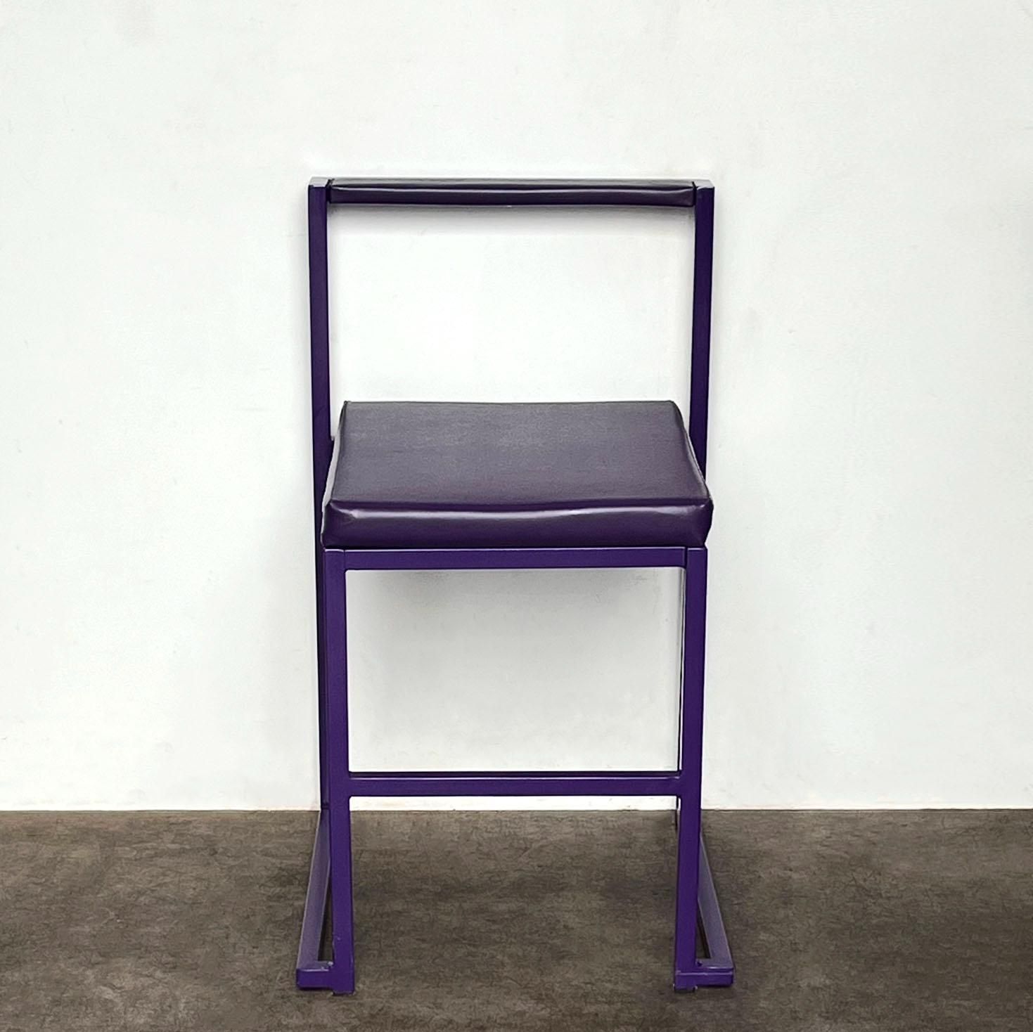 Rare Modernist Italian Purple Metal Tubular Rectangular Chair photo Furniture