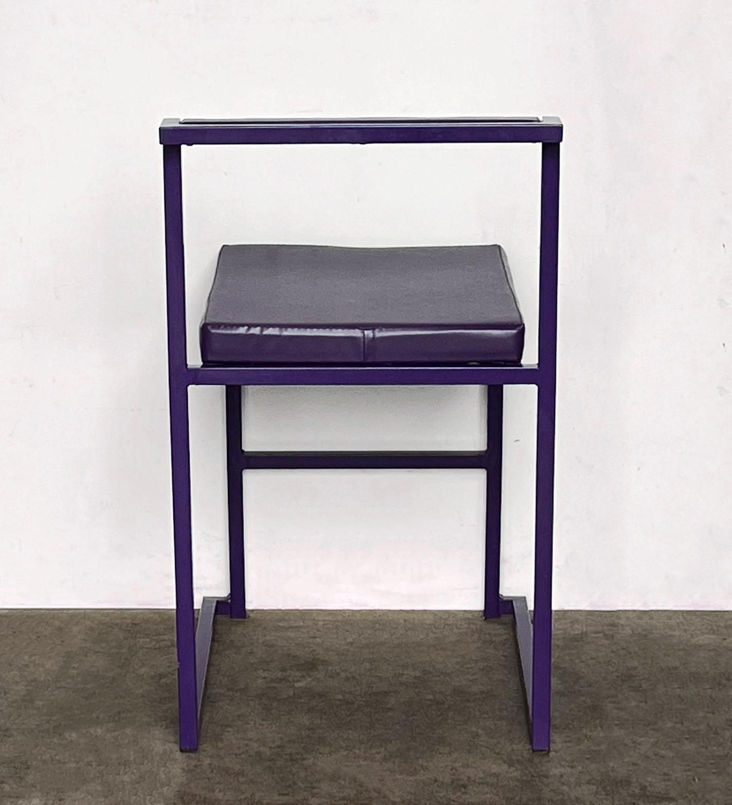 Rare Modernist Italian Purple Metal Tubular Rectangular Chair photo 180.0