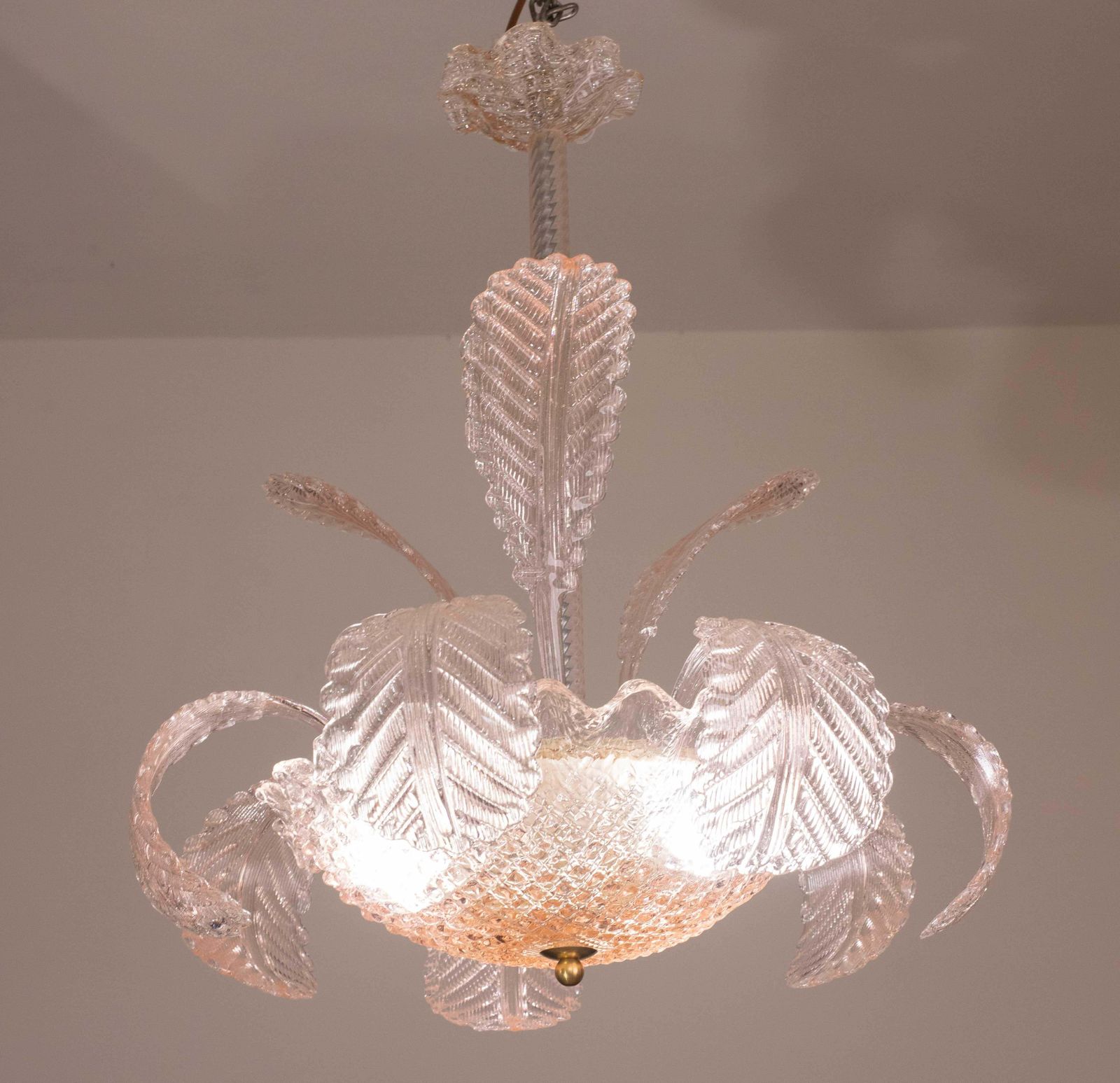 Pink Art Decò Barovier E Toso Chandelier, Murano Glass, 1950s photo furniture