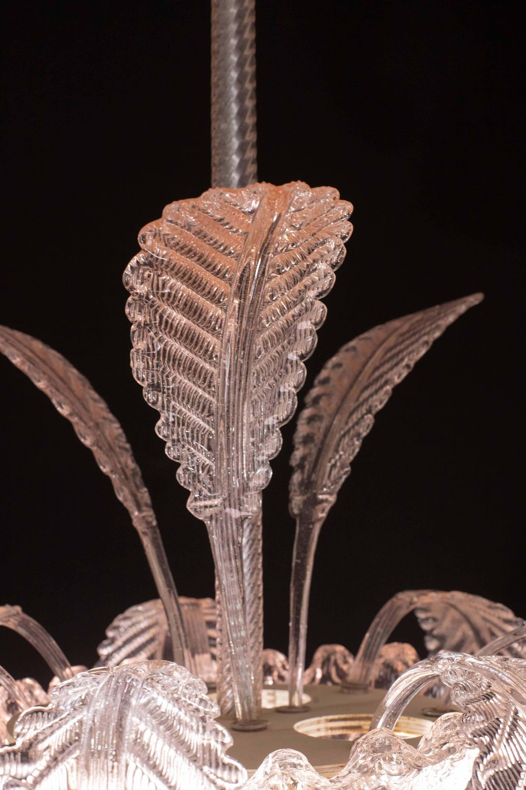 Pink Art Decò Barovier E Toso Chandelier, Murano Glass, 1950s photo buy