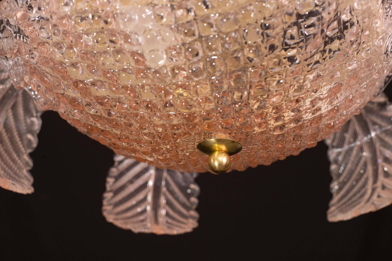 Lighting Pink Art Decò Barovier E Toso Chandelier, Murano Glass, 1950s photo