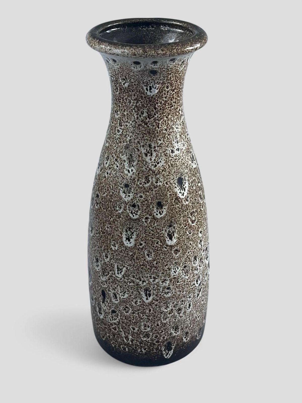 Large Mid Century Scheurich Brown Glazed Ceramic Fat Lava West Germany Pottery Vase photo for sale