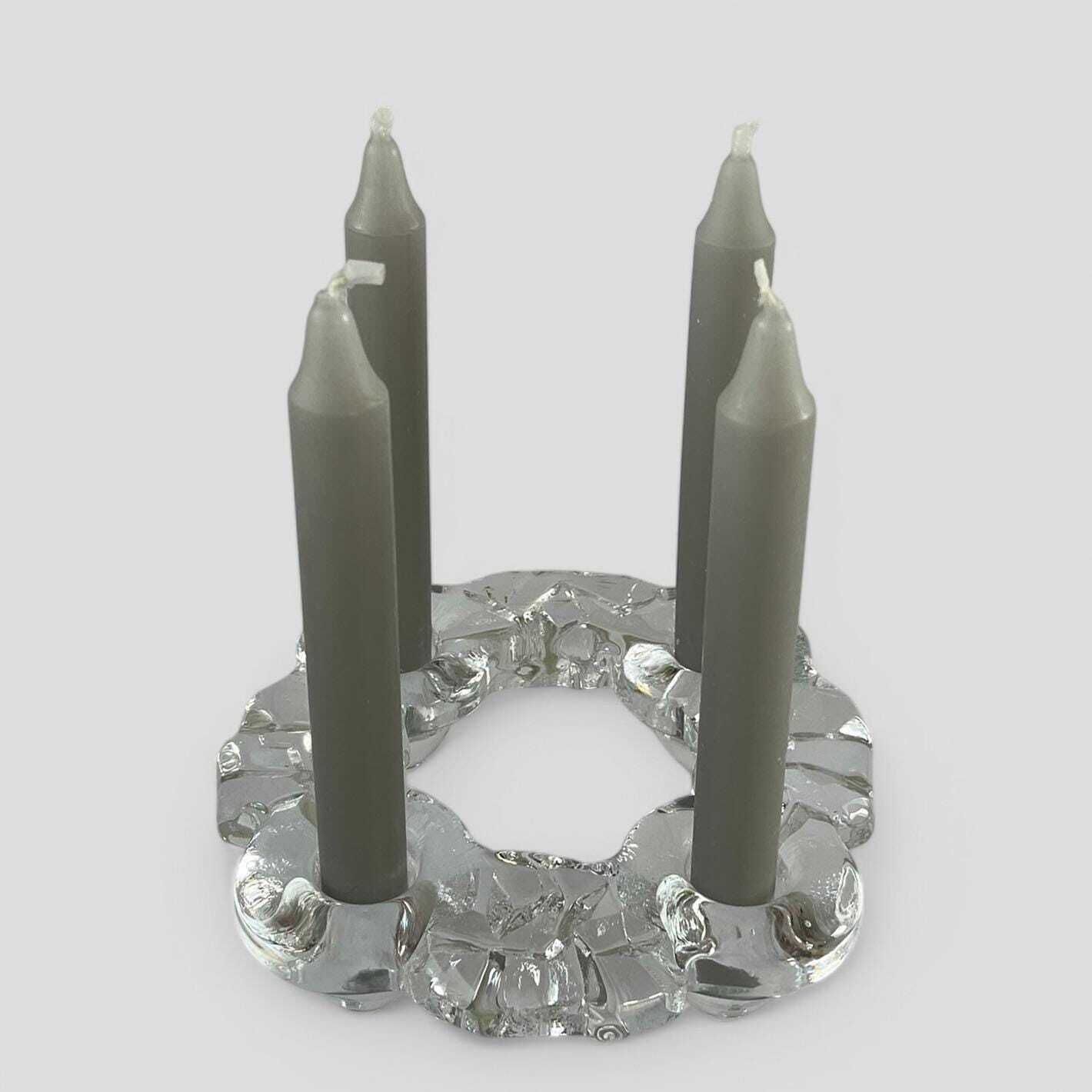 Mid Century Crystal Glass Candle Holder By Pukeberg Sweden