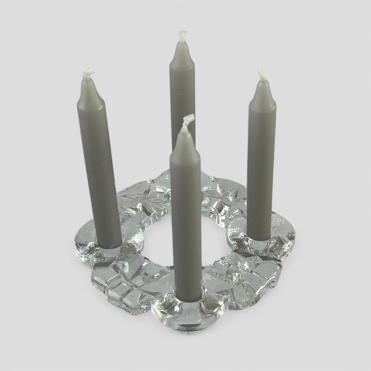 Mid Century Crystal Glass Candle Holder By Pukeberg Sweden photo for sale