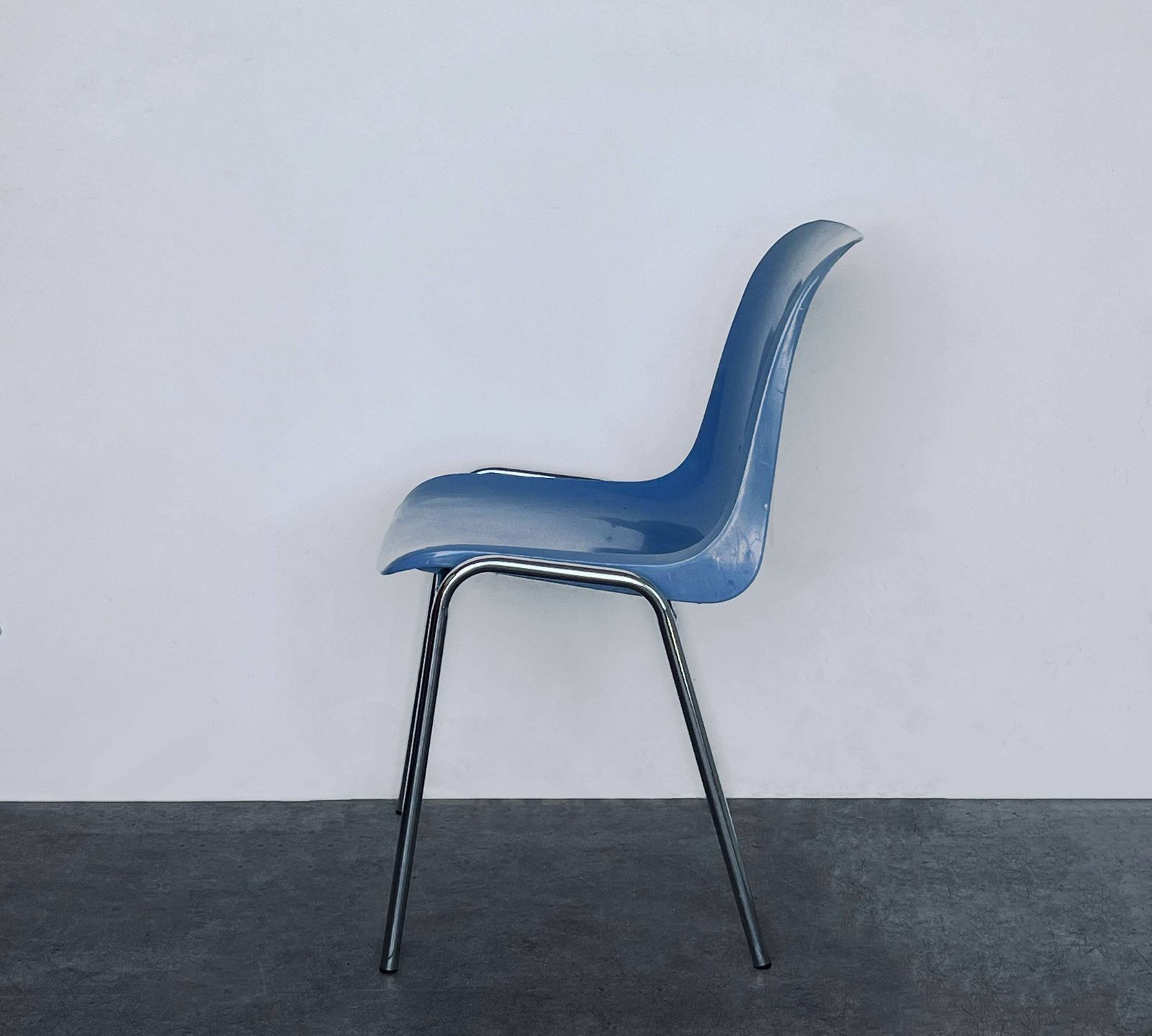 Vintage Mid Century Blue Helmut Starke Design Stacking Chairs By Primo Furniture (Eight Available) photo Furniture