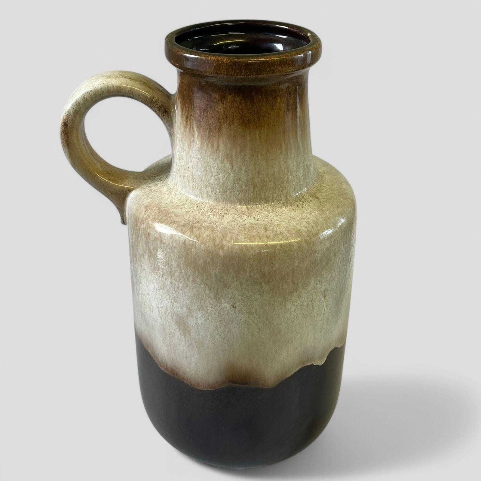 Large Mid Century Scheurich Glazed Ceramic Fat Lava West Germany Pottery Floor Vase photo for sale