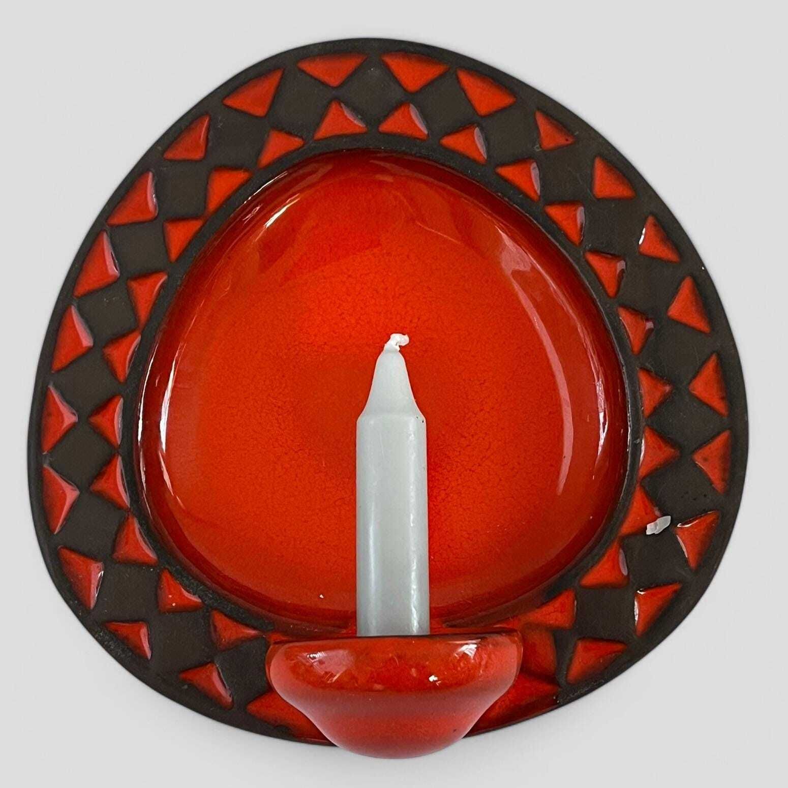 Mid Century Danish Glazed Red Ceramic Wall Sconce / Candle Holder By Frank Rasmussen For Frank Keramik Denmark