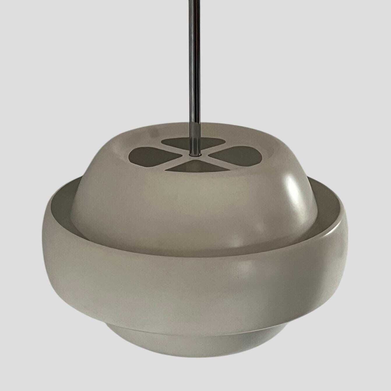 Mid Century Modern Danish White Metal Ceiling Pendant Light 'Viva' By Herstal Denmark photo buy