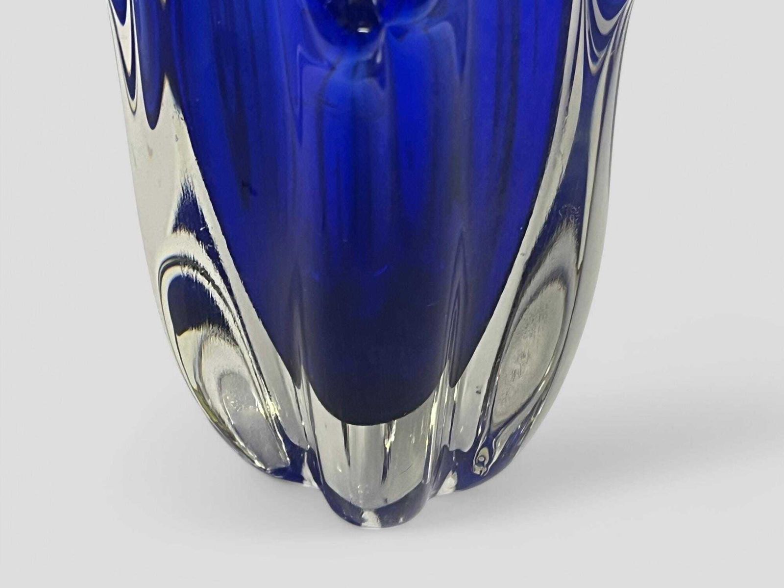 Mid Century Czech Blue Art Glass Vase Sculpture By Jaroslav Taraba For Lednicke Rovino Glassworks photo Home Decor
