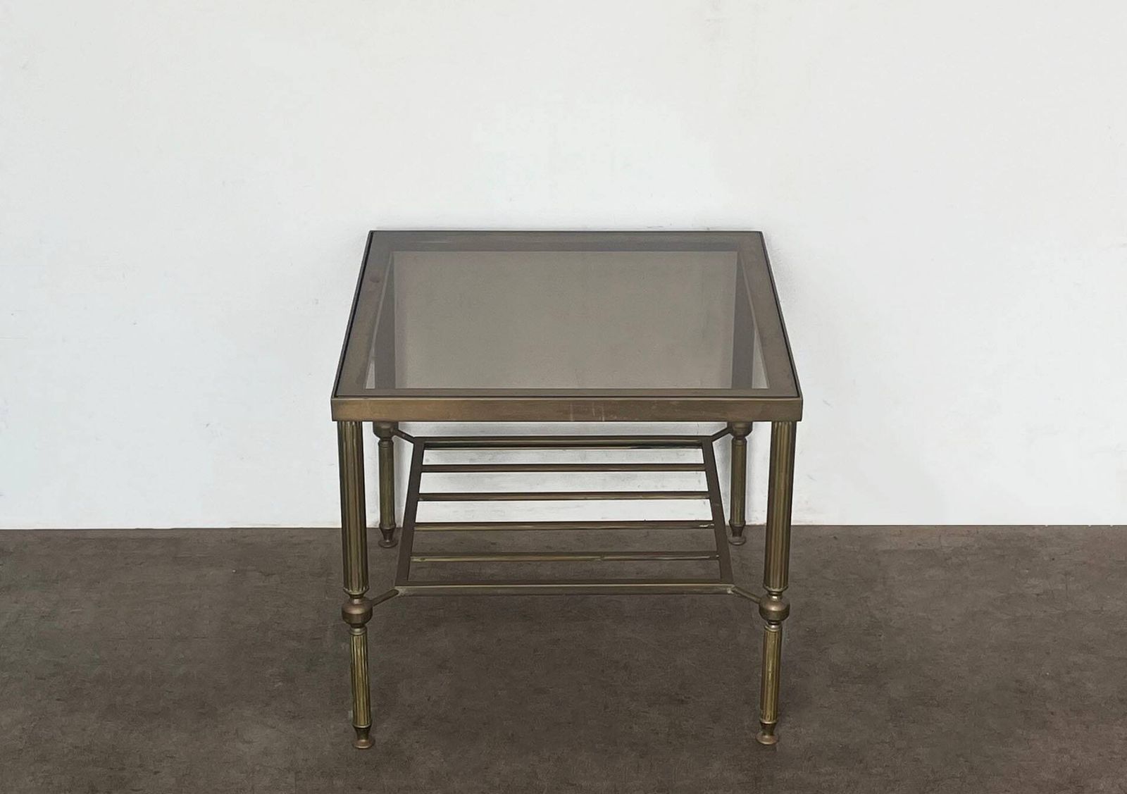 Original Vintage Mid Century French Regency Style Brass & Glass Square Coffee / Side Table photo buy