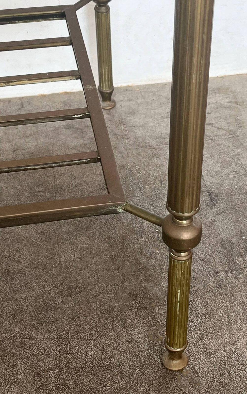 photo for sale Original Vintage Mid Century French Regency Style Brass & Glass Square Coffee / Side Table