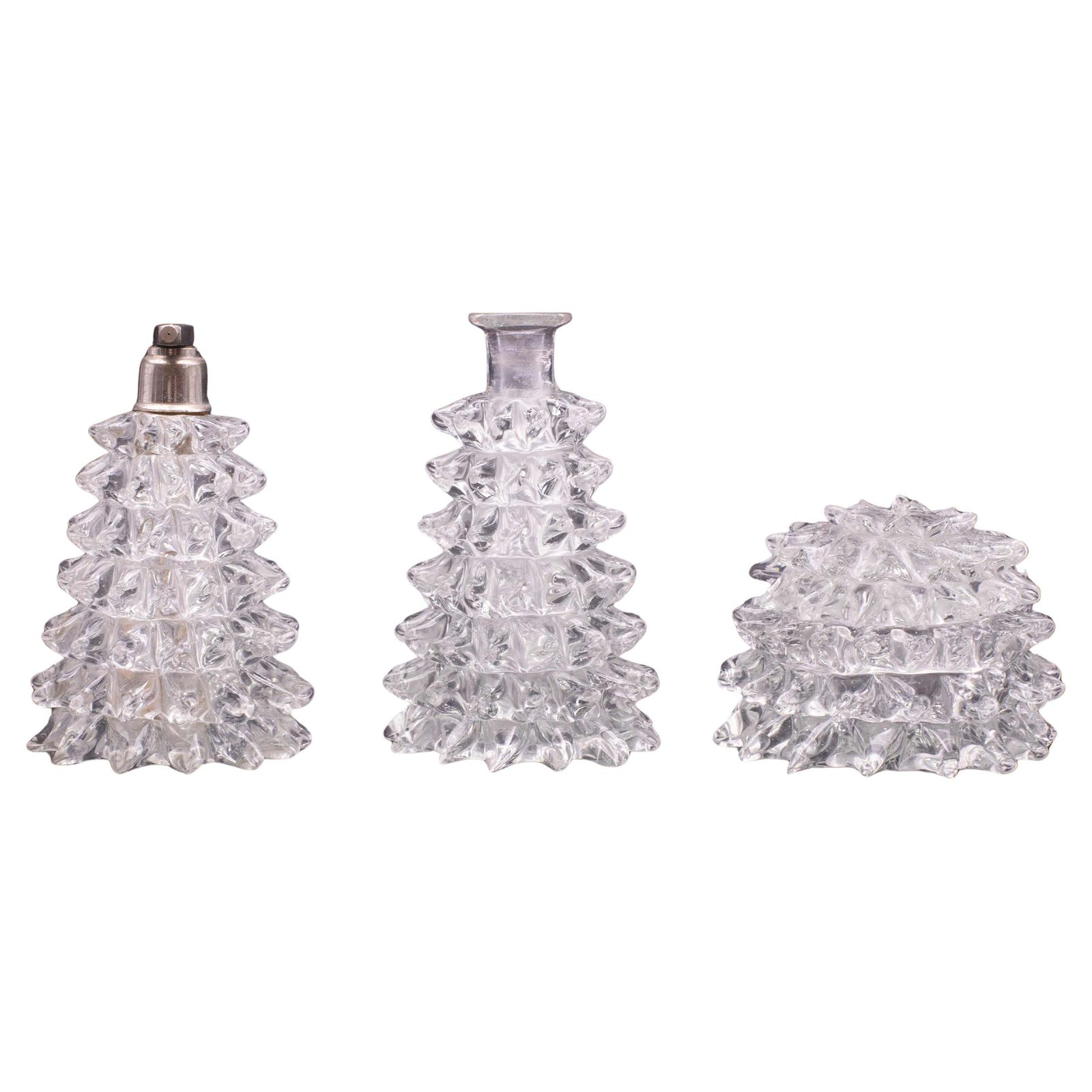 Set Of 3 Ercole Barovier Rostrato Murano Italian Glass Vase For Barovier & Toso