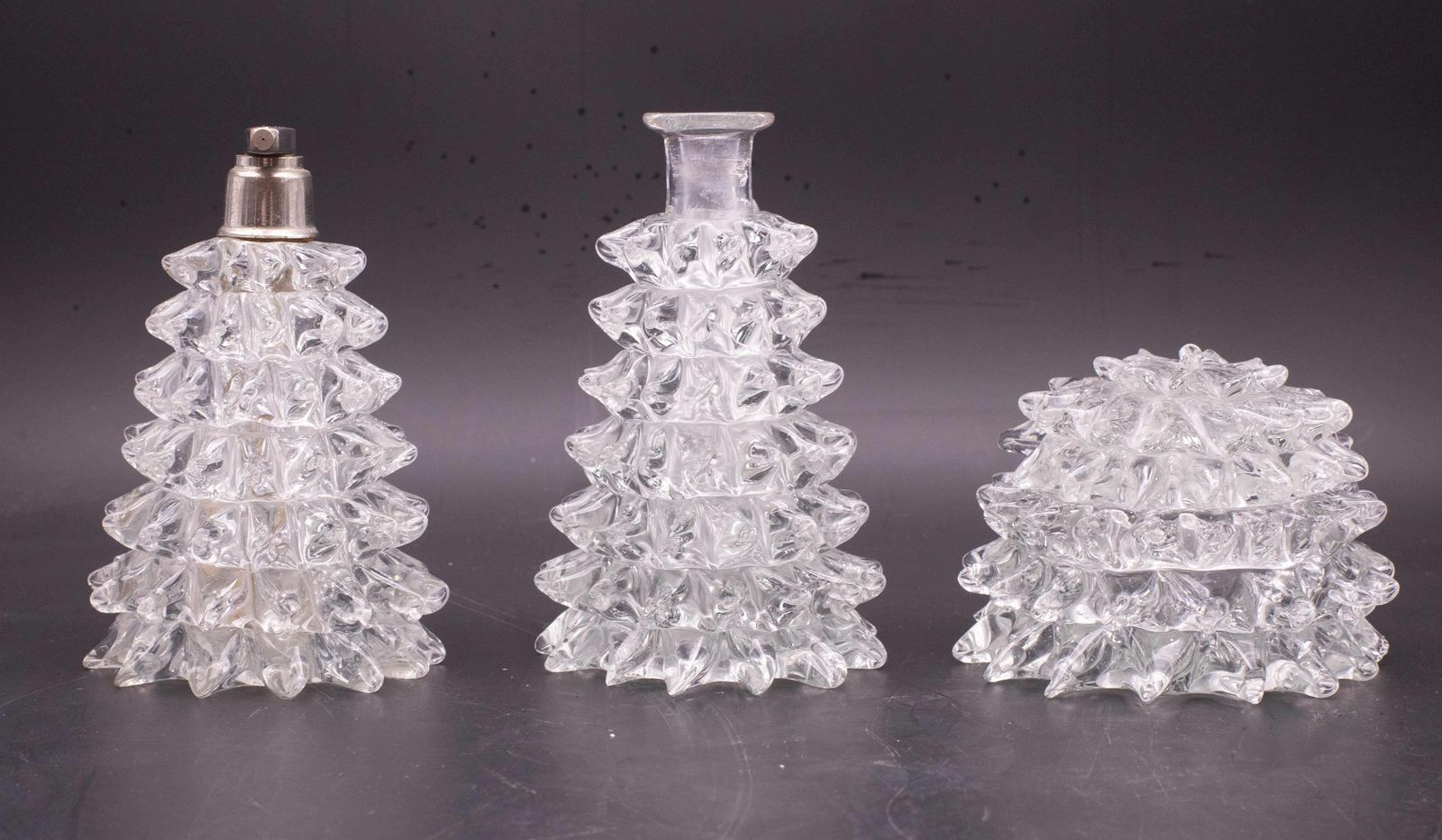 Set Of 3 Ercole Barovier Rostrato Murano Italian Glass Vase For Barovier & Toso photo furniture