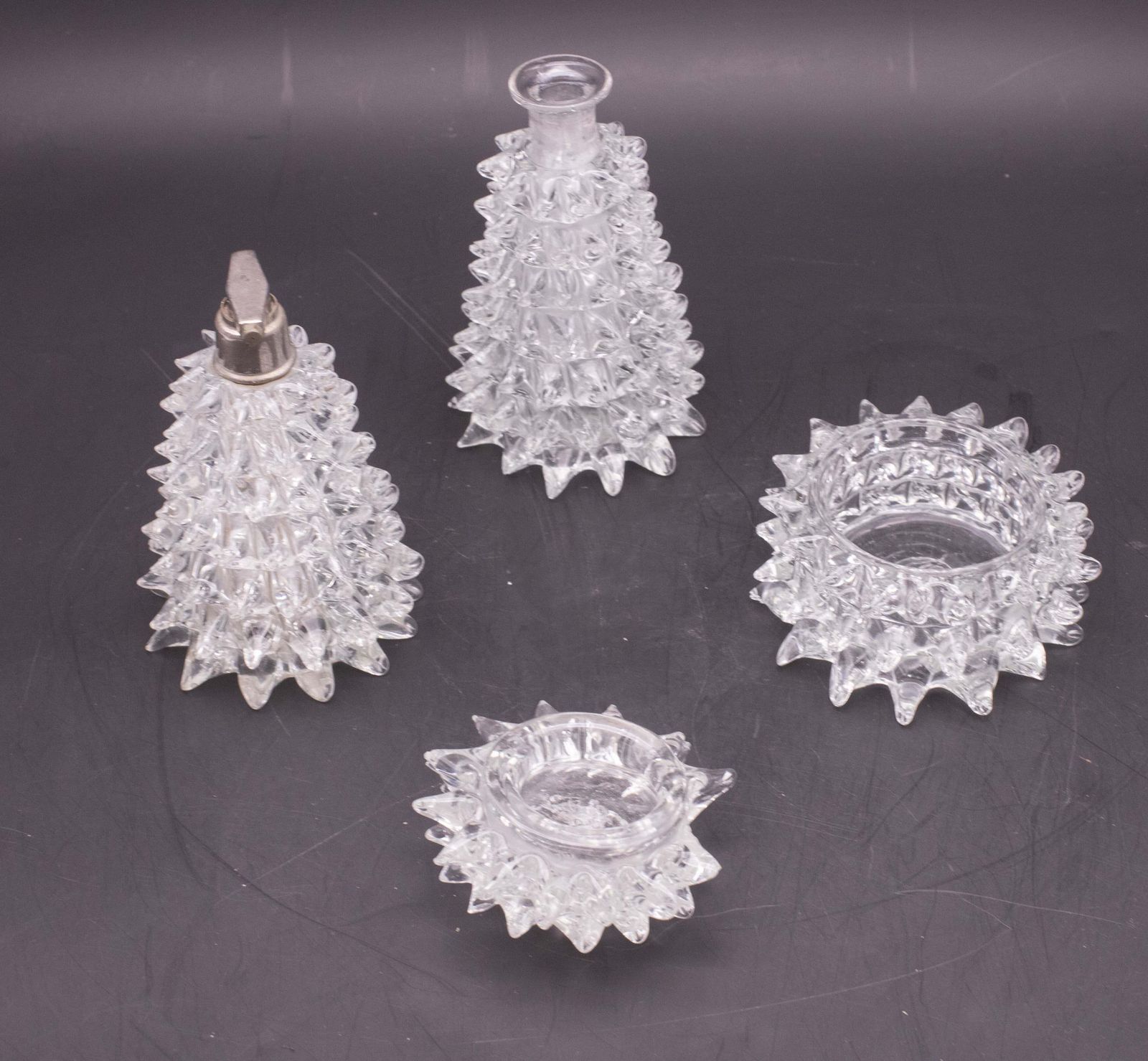 Set Of 3 Ercole Barovier Rostrato Murano Italian Glass Vase For Barovier & Toso photo vintage