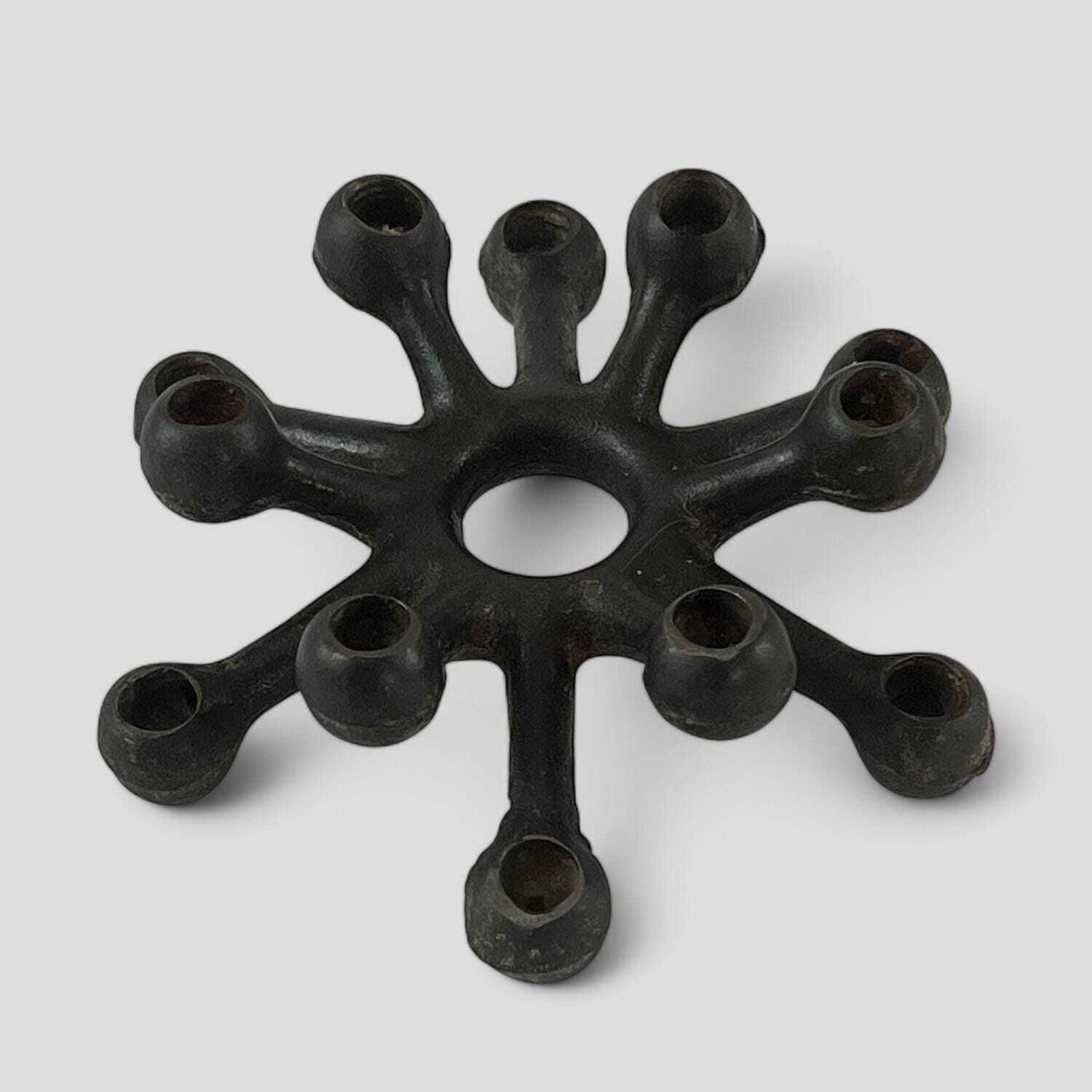 Mid Century Danish Black Cast Iron 'Spider' Candleholder By Jens Quistgaard For Dansk Design