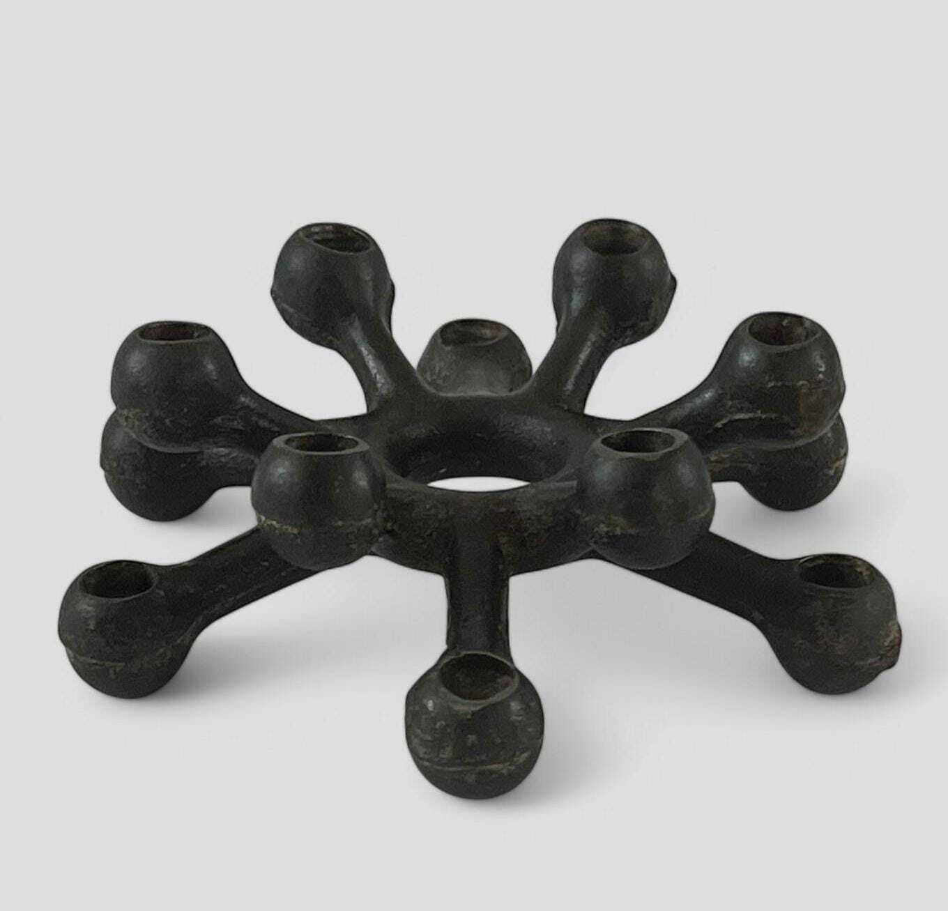 Mid Century Danish Black Cast Iron 'Spider' Candleholder By Jens Quistgaard For Dansk Design photo vinterior